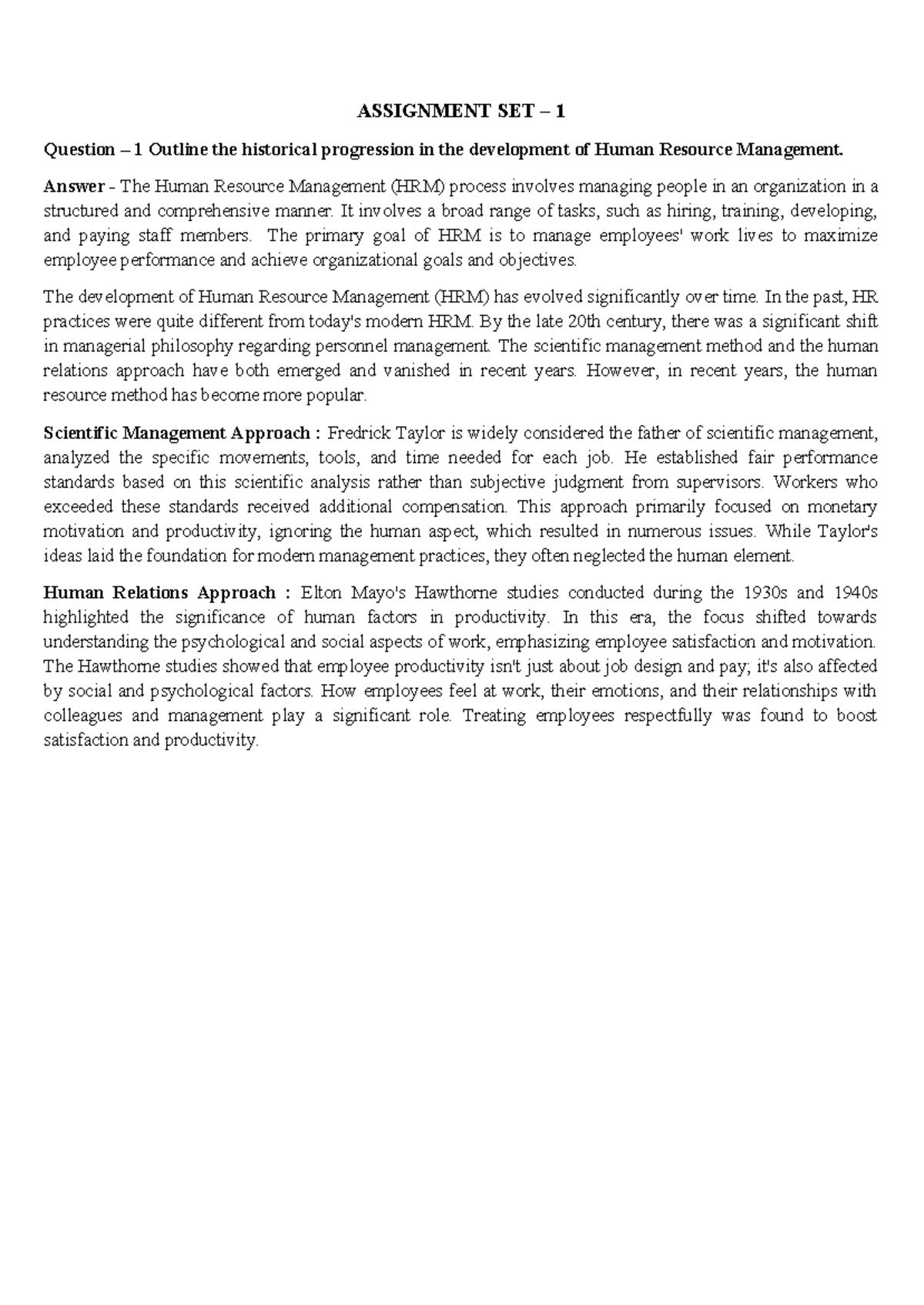 Human Resource Management Development - DMBA106 Assignment Insights ...