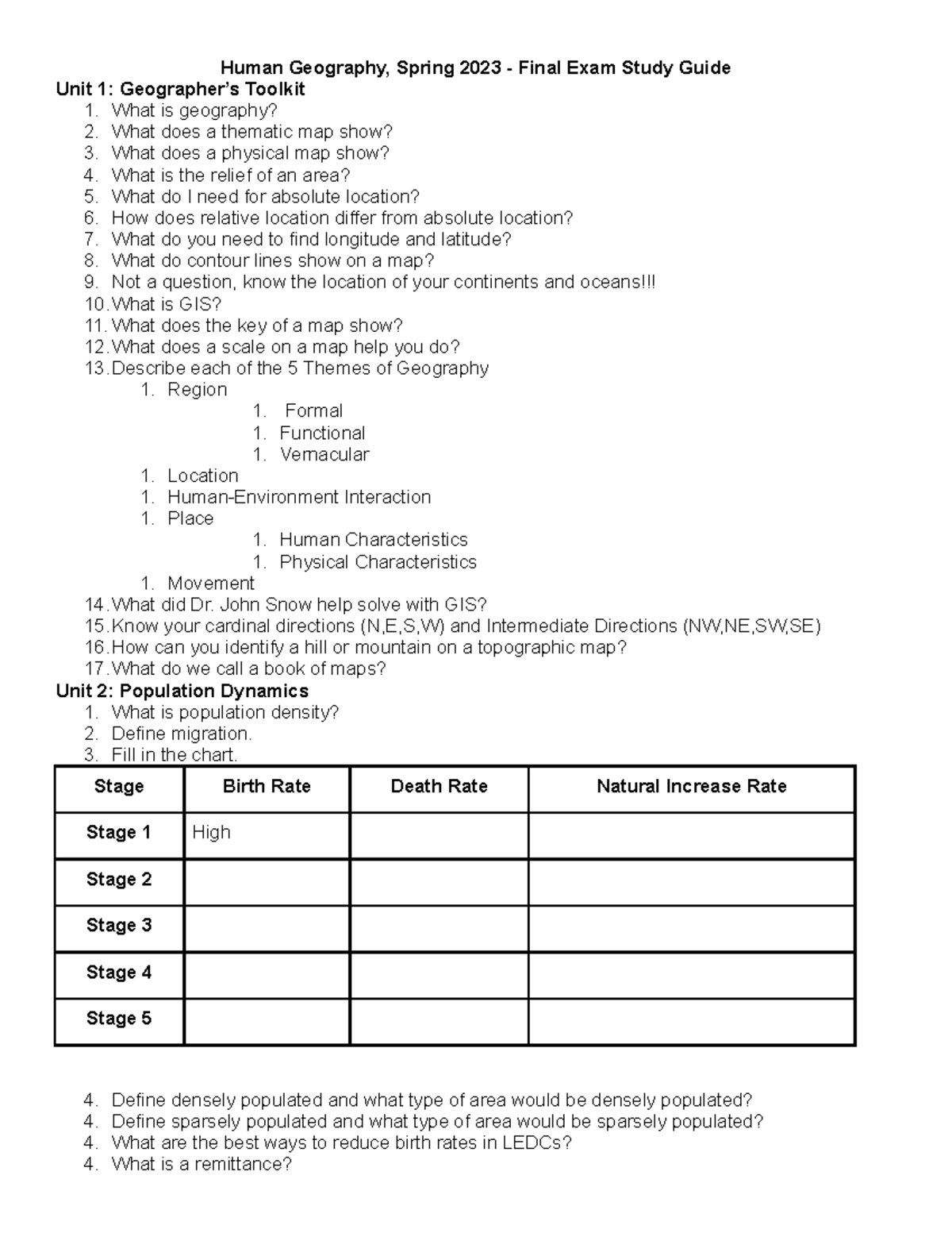 Geo 101 Spring 2023 Final Exam Study Guide and Review Notes - Studocu