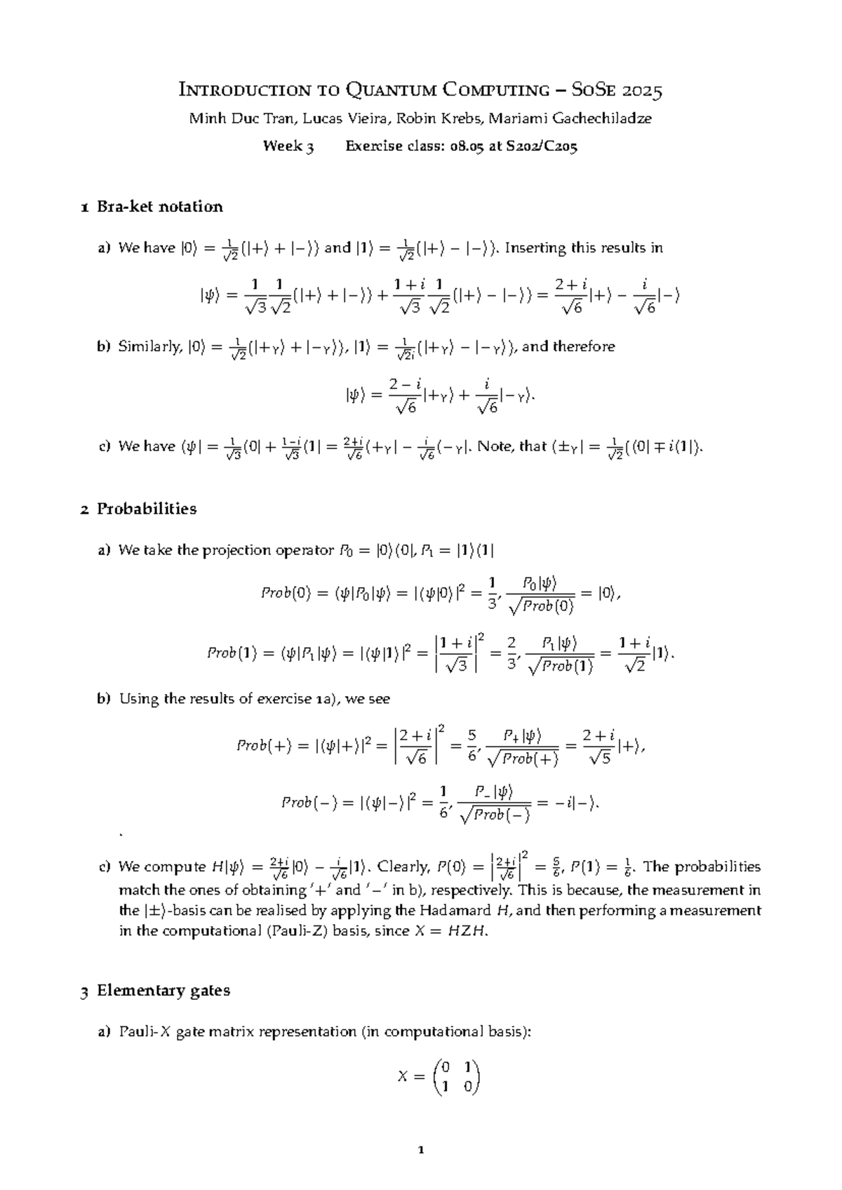 Introduction to Quantum Computing HW 2 Solutions SoSe 2025 - Studocu