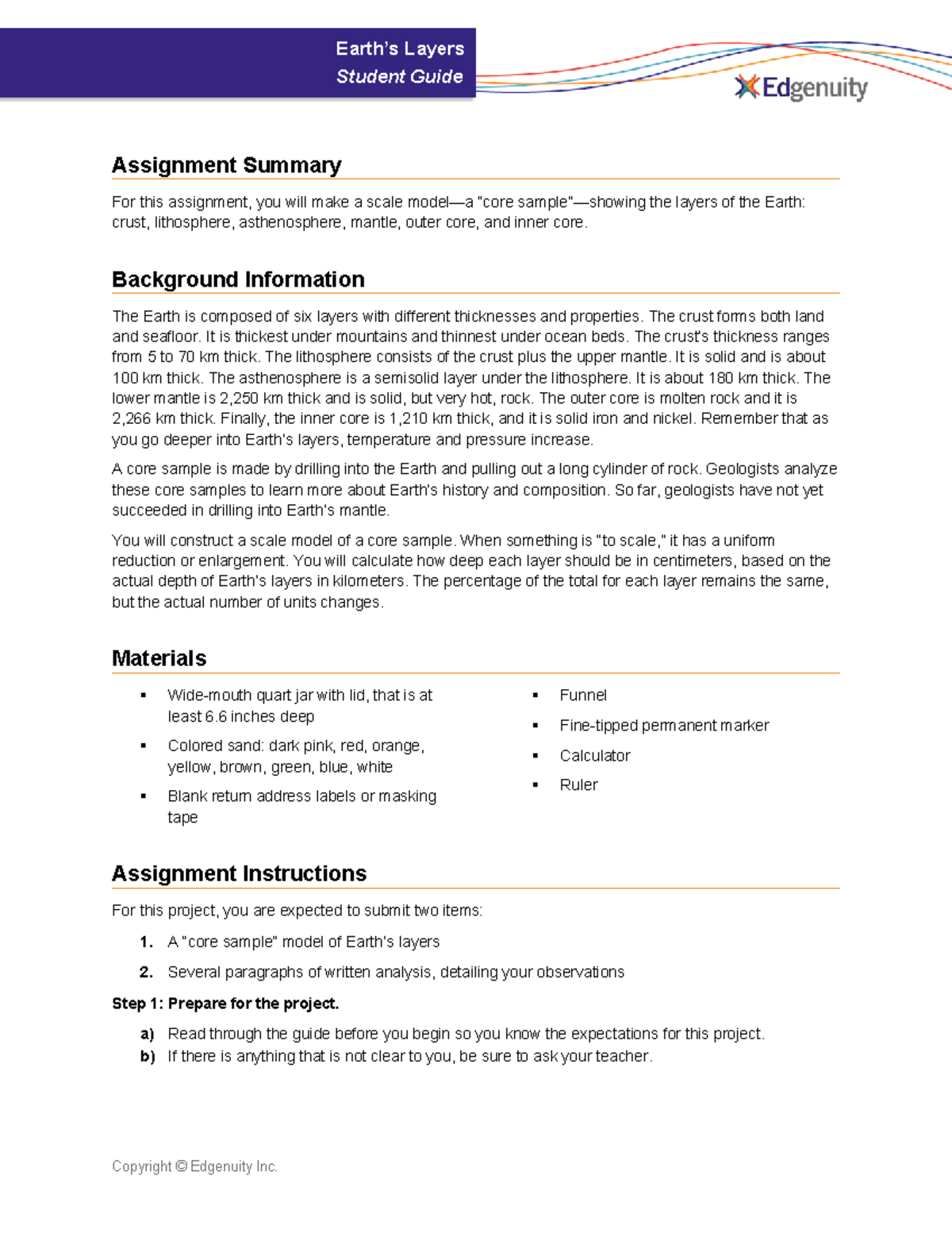 Project: Earth’s Layers Model & Analysis Guide (Assignment) - Studocu