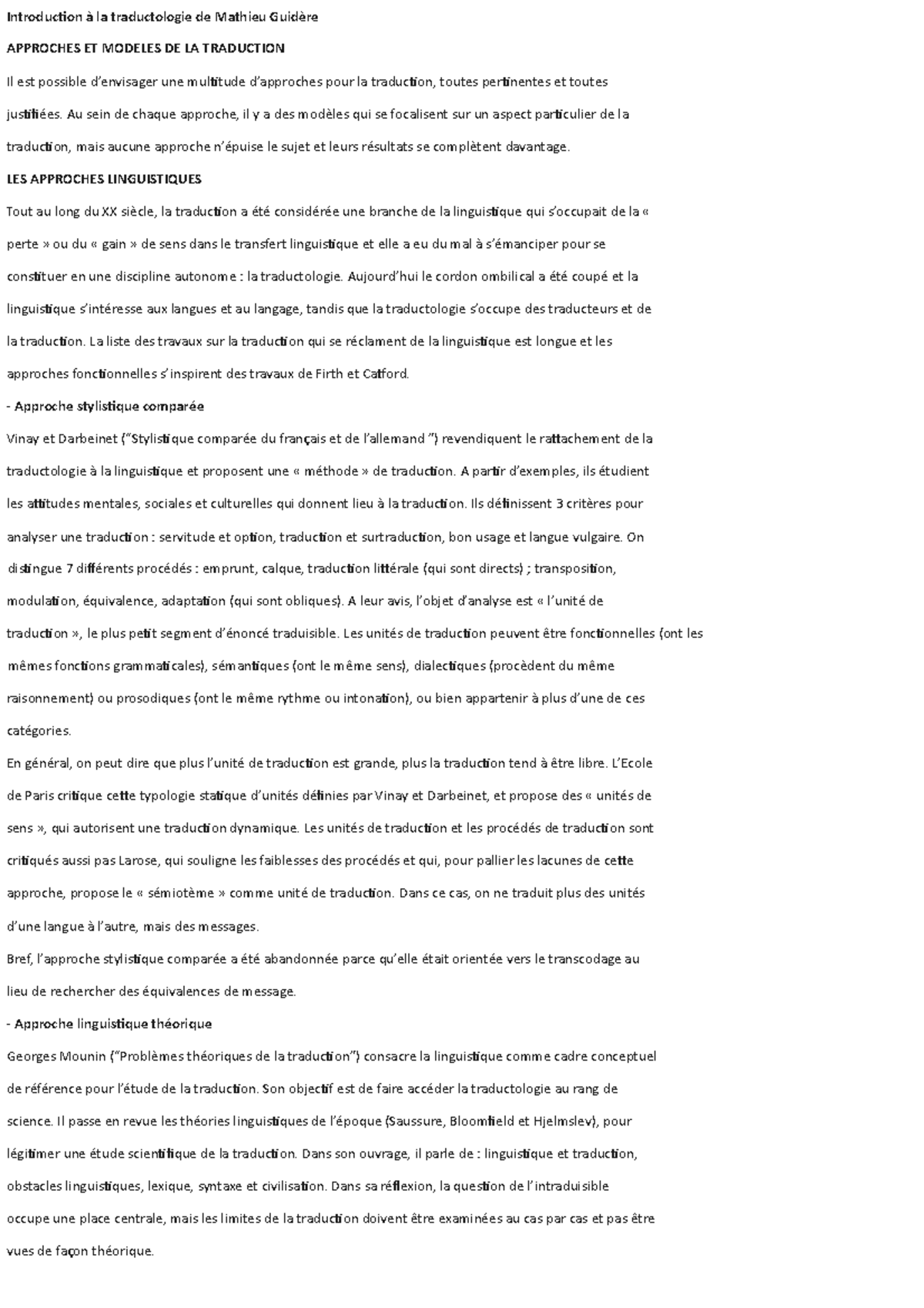 Introduction à la traductologie : Approches et modèles de traduction ...