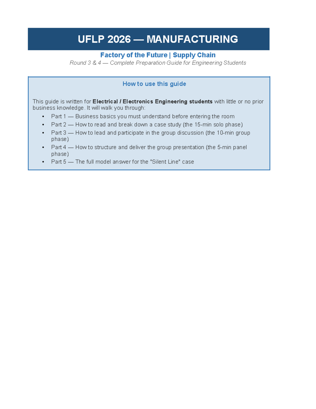 UFLP 2026 MANUFACTURING Factory of the Future Round 3 Prep Guide for ...