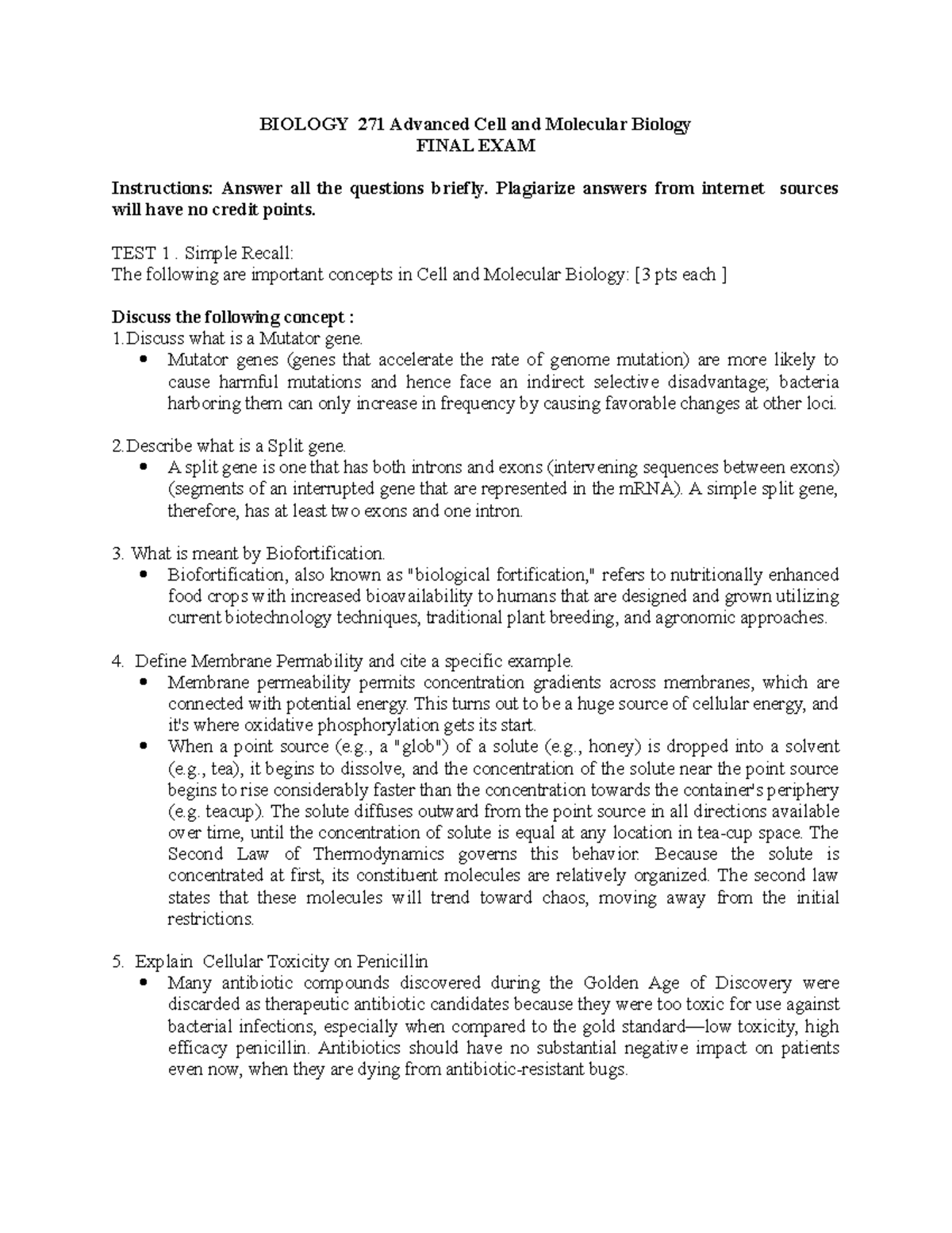 Final Exam Study Guide for BIO 271: Advanced Cell & Molecular Biology ...