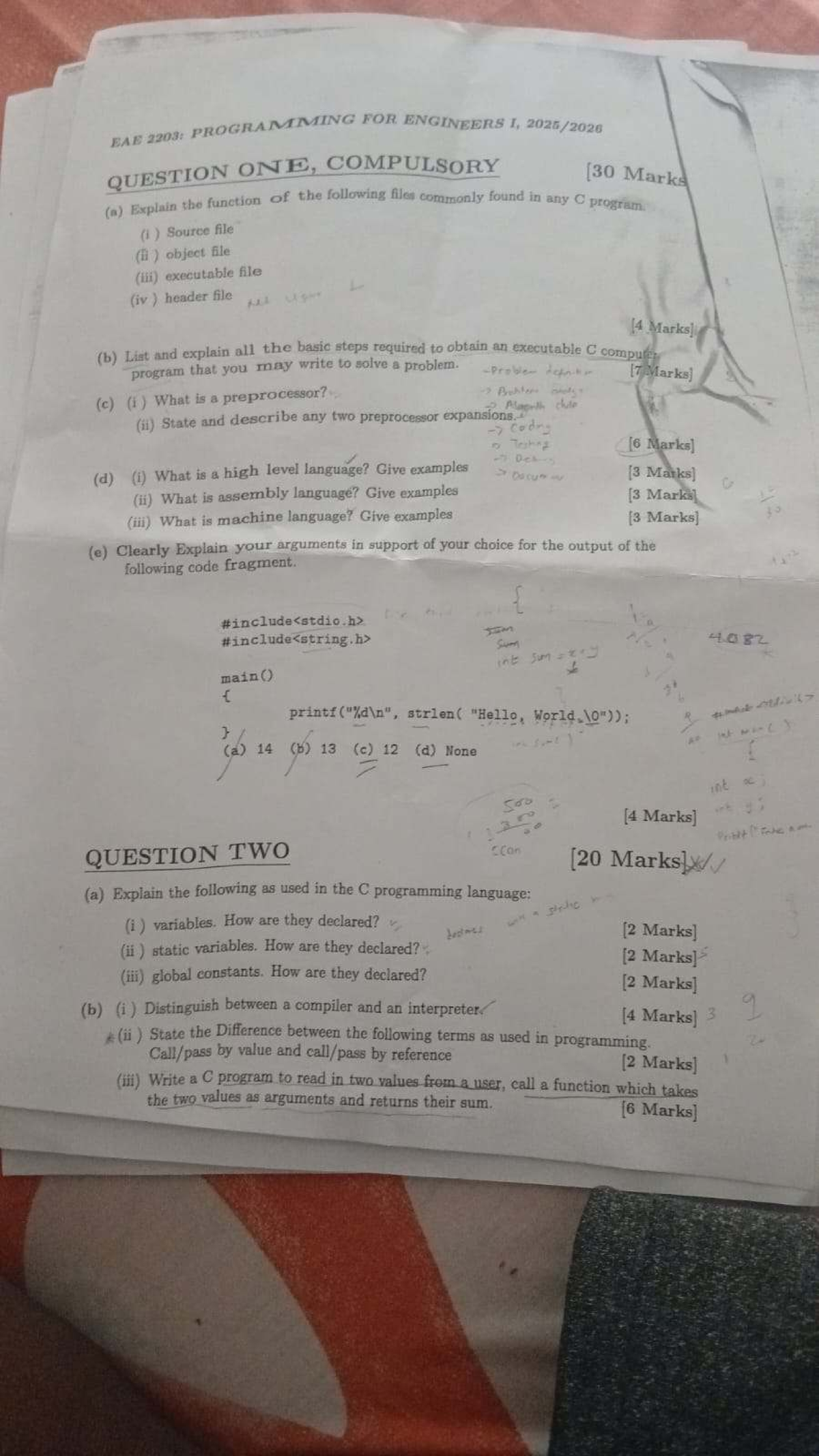 C 2026 Final Exam - Programming for Engineers: Key Concepts and Code ...