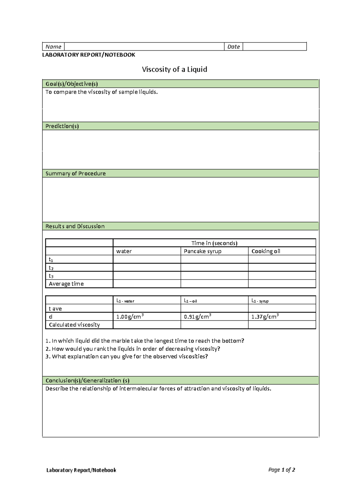 Expt - bojpknl - Laboratory Report/Notebook Page 1 of 2 Name Date ...