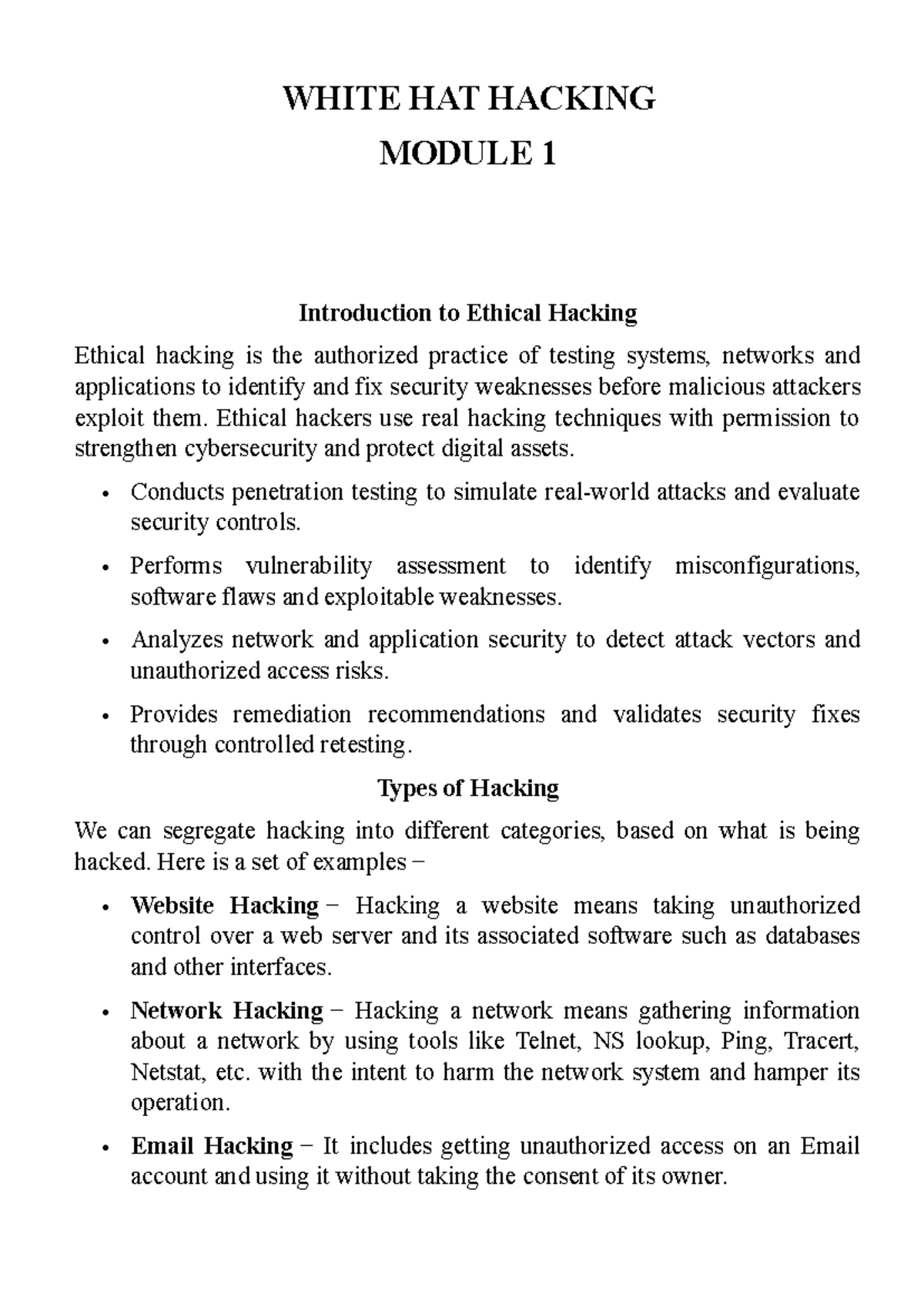 Module 1 - VAC: Introduction to Ethical Hacking Notes - Studocu