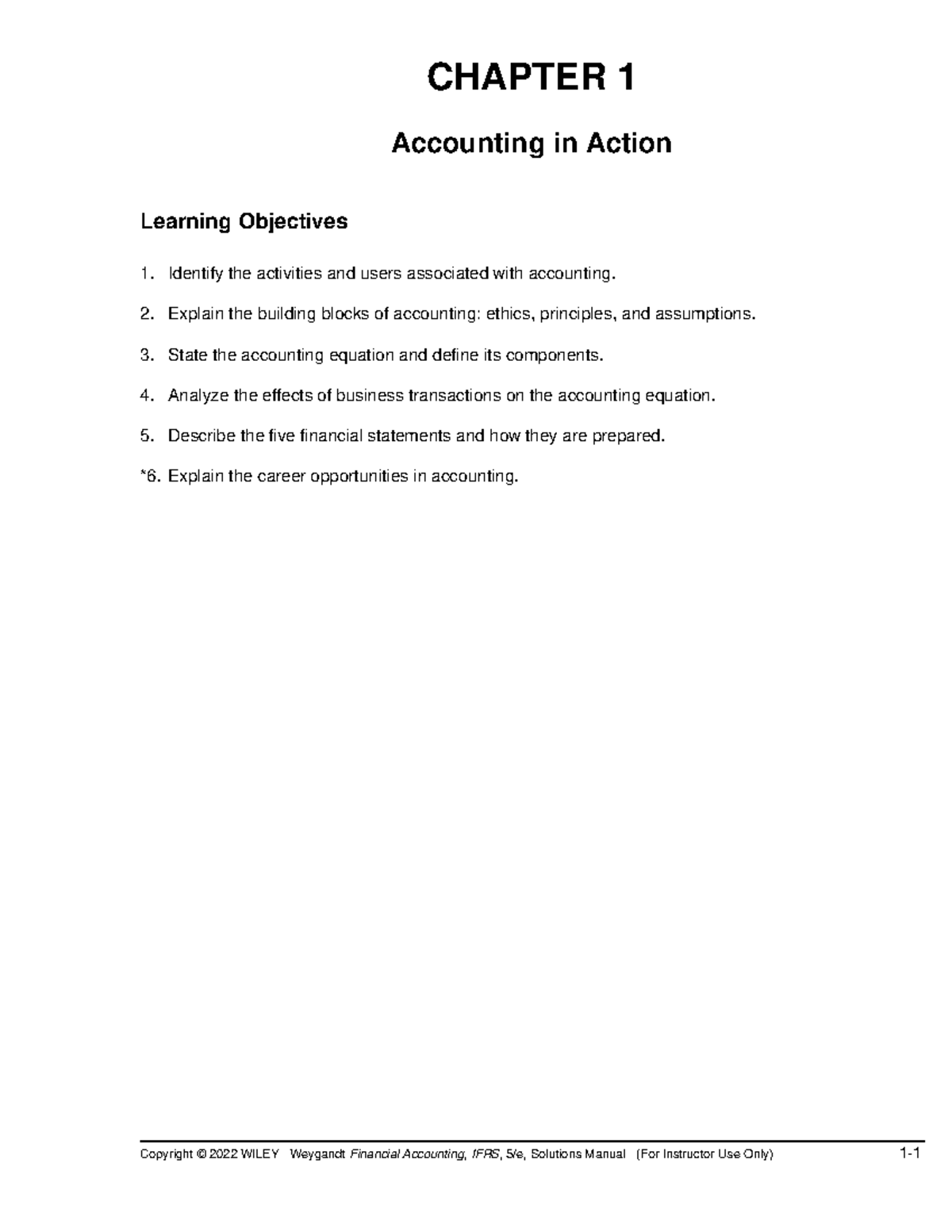CHAPTER 1: Accounting in Action - Key Concepts and Learning Objectives ...