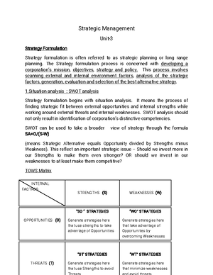Strategic Analysis - Third Module cbcss - STRATEGIC ANALYSIS Strategic ...
