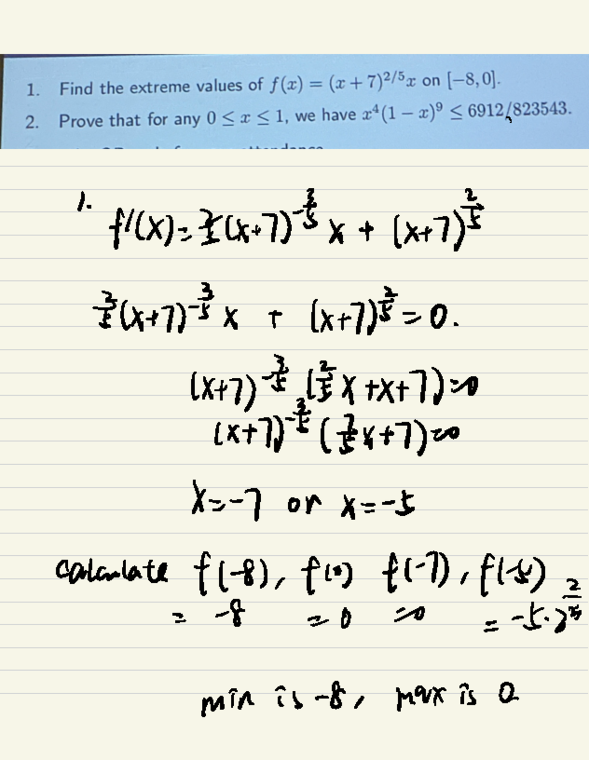 Quiz 8 - Finding Extreme Values and Proofs - Studocu