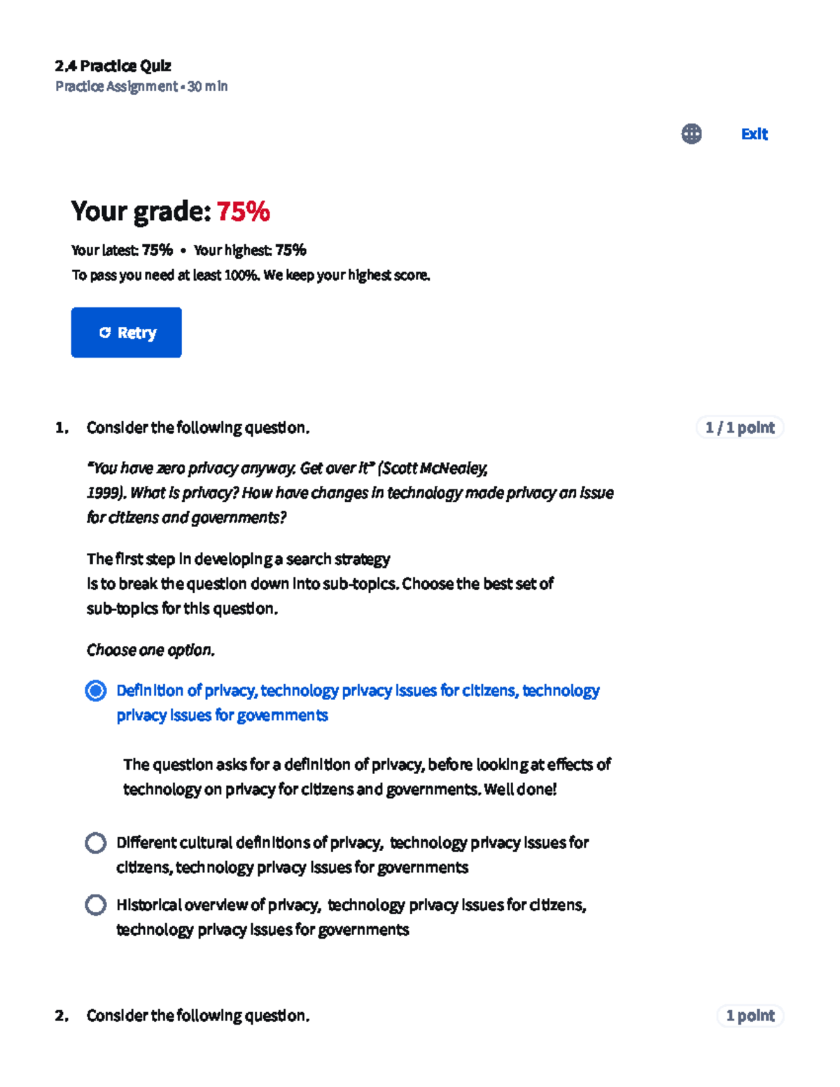 2.4 Practice Quiz: Understanding Privacy Issues in Technology - Studocu