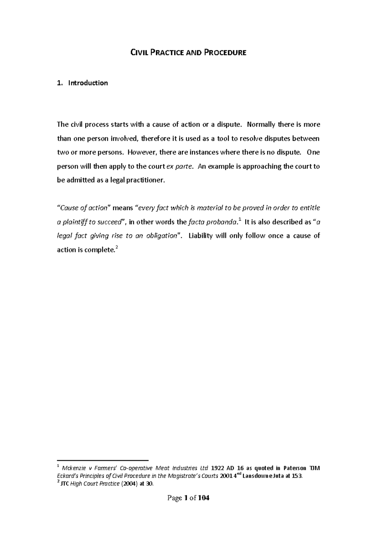 CIVIL PRAC & PROC: Overview of Key Concepts and Procedures - Studocu