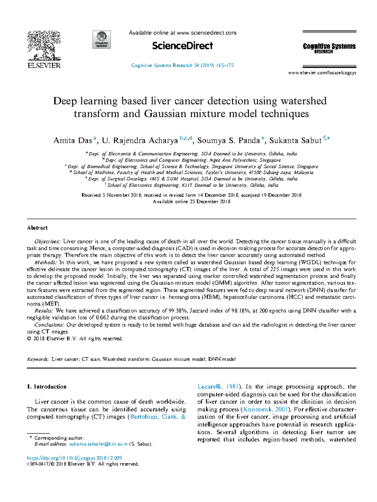 Deep Learning Techniques for Liver Cancer Detection in CT Images - Studocu