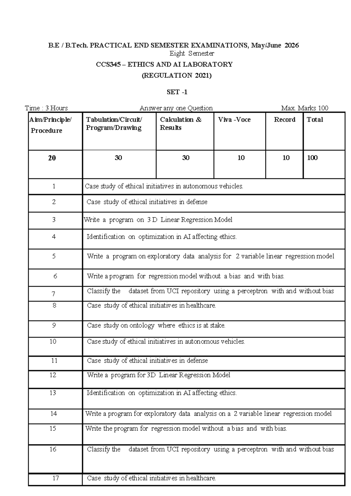 CCS345 Ethics and AI Lab: Practical Exam Questions Set 2026 - Studocu