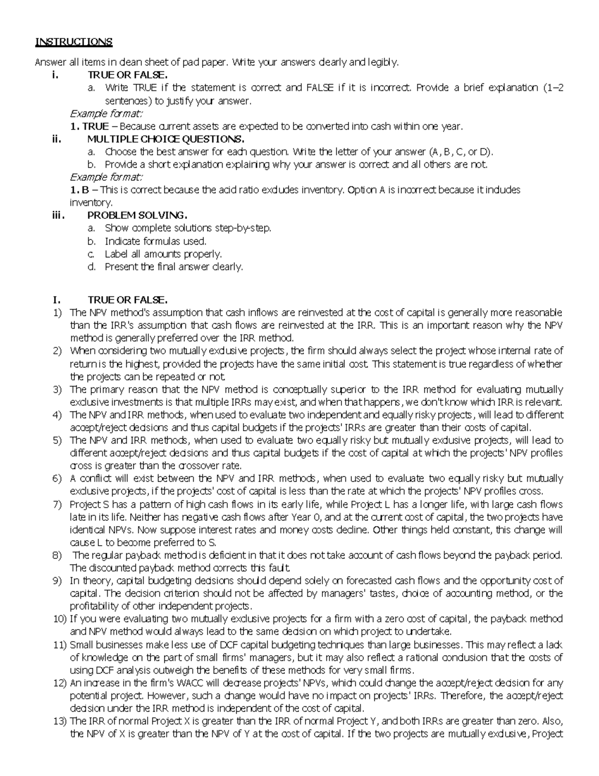 Online Activity: Capital Budgeting Instructions and Questions - Studocu