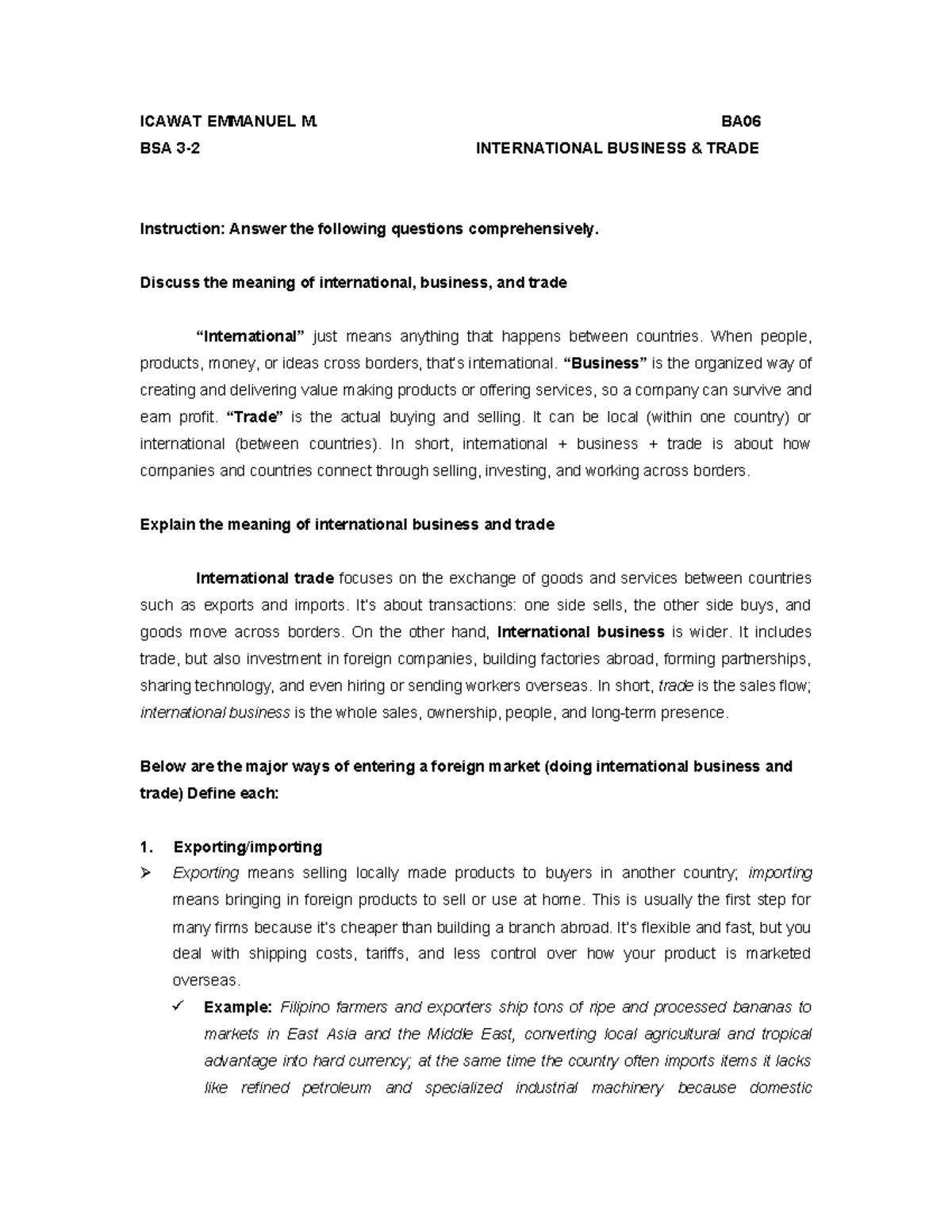 BA06 - International Business Trade Overview and Key Concepts - Studocu
