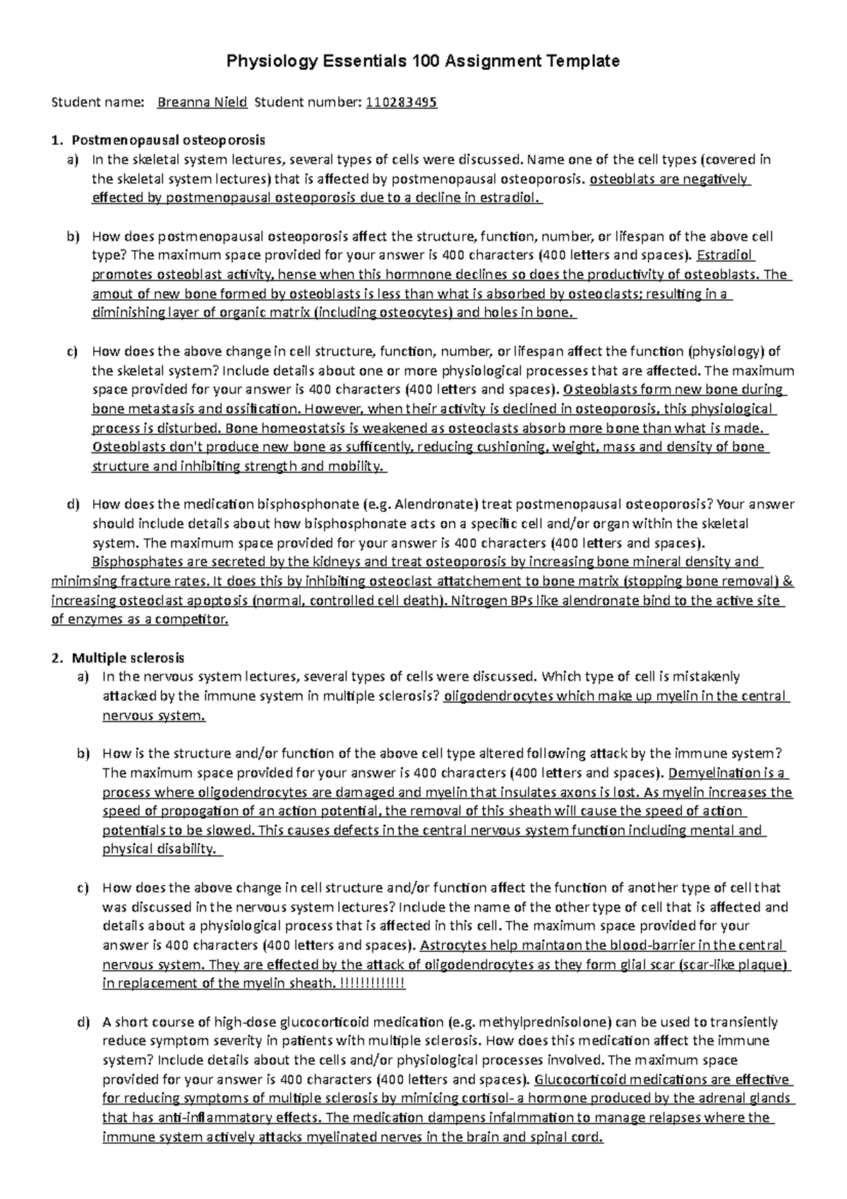 2019-Physiology Essentials 100 Assignment - Physiology Essentials 100 ...