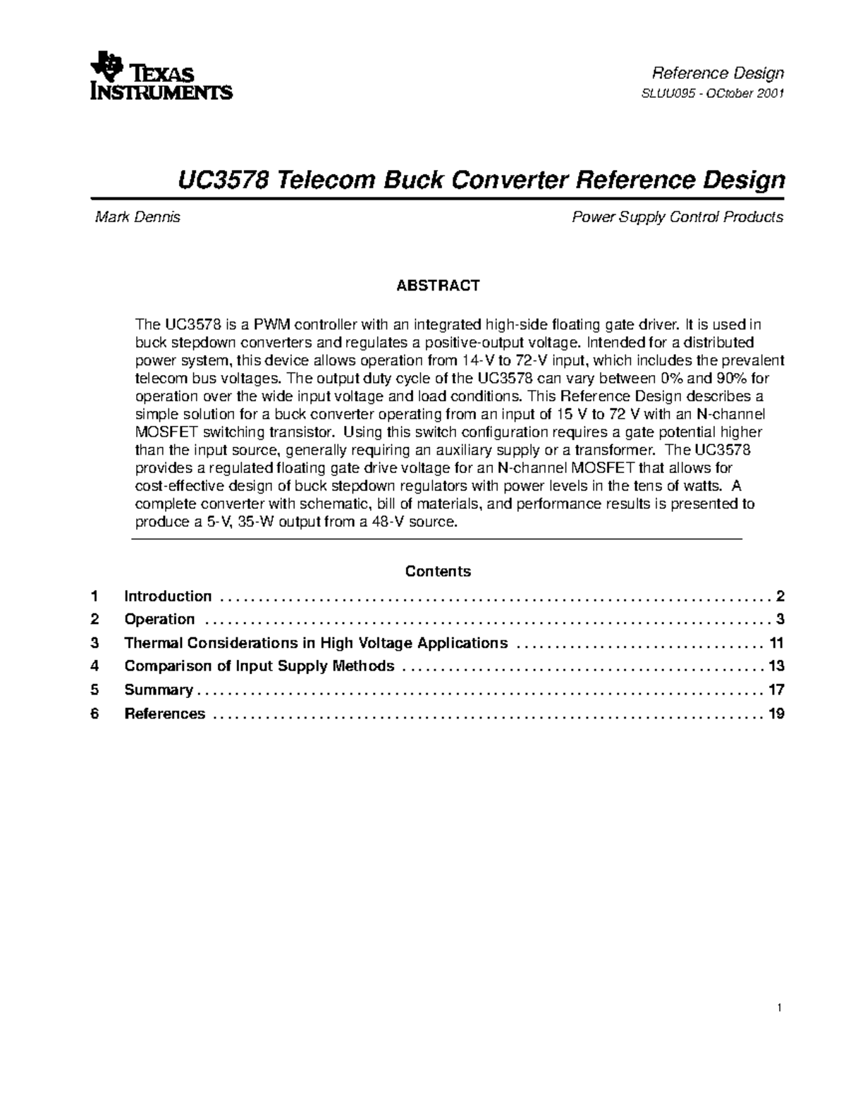SLUU095 - Telecom Buck Converter Reference Design Overview - Studocu