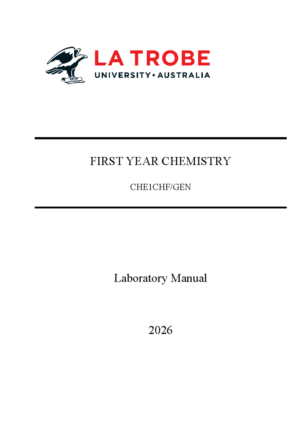 CHE1CHF First Year Chemistry Laboratory Manual 2026 - Studocu