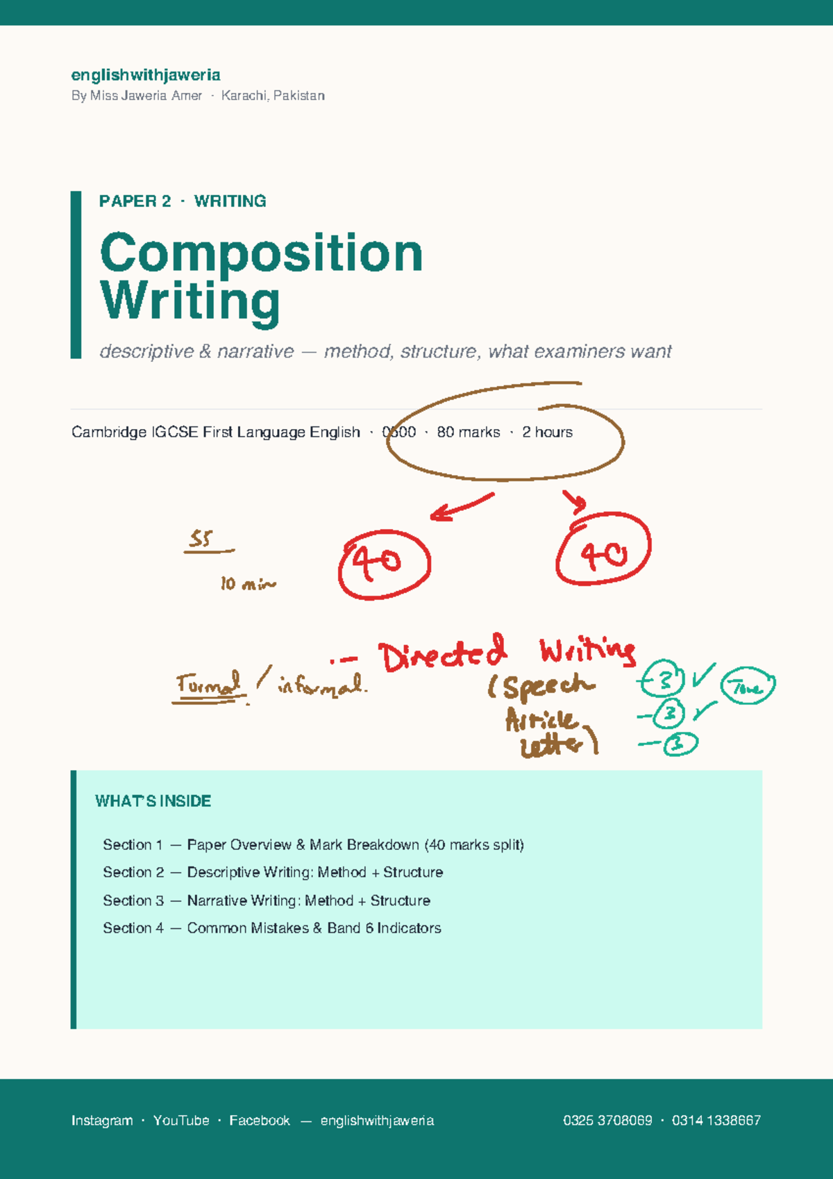 0500 IGCSE Paper 2 Composition Writing Guide: Descriptive & Narrative ...