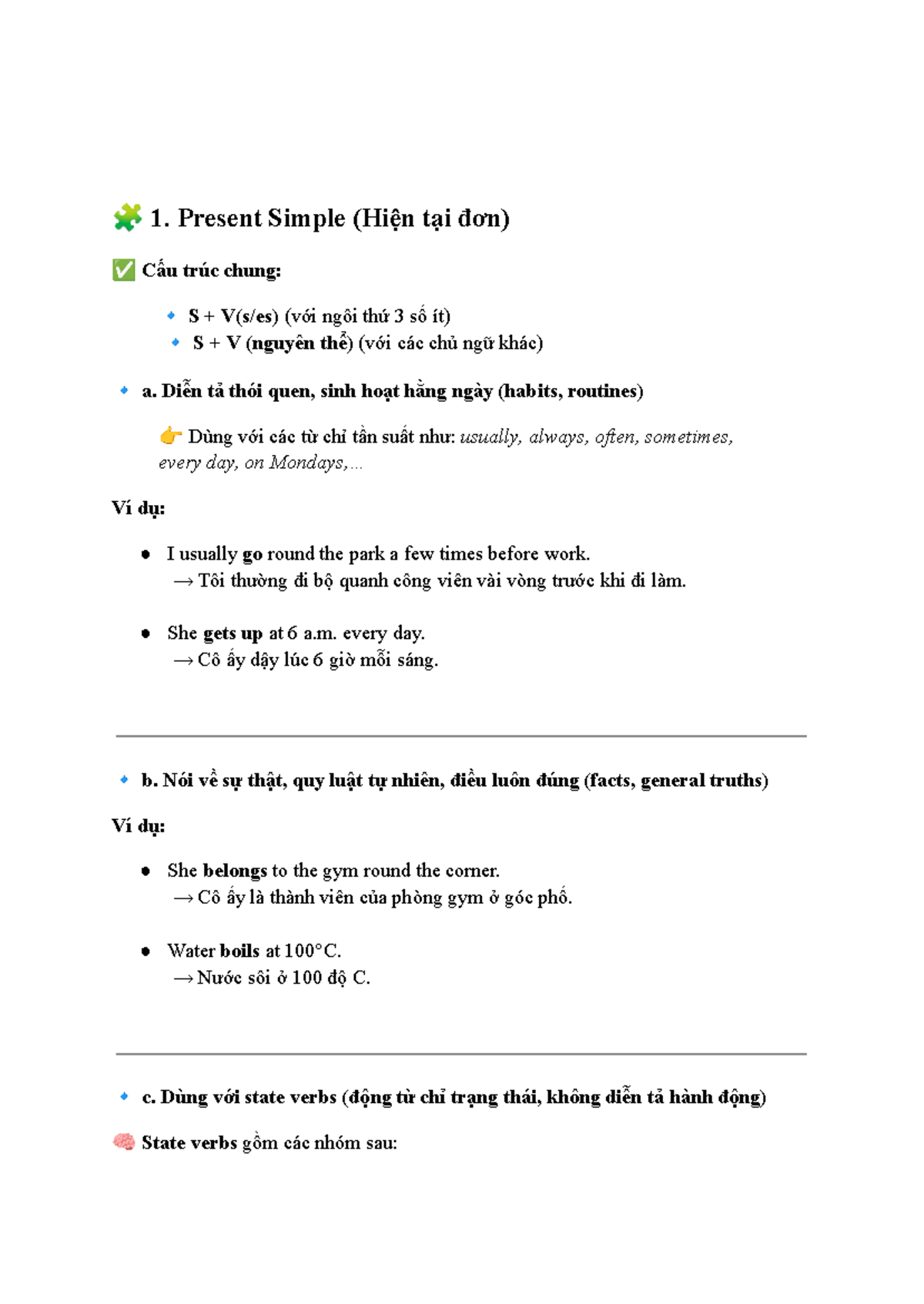 Grammar UNIT 2: Present Simple & Present Continuous Overview - Studocu