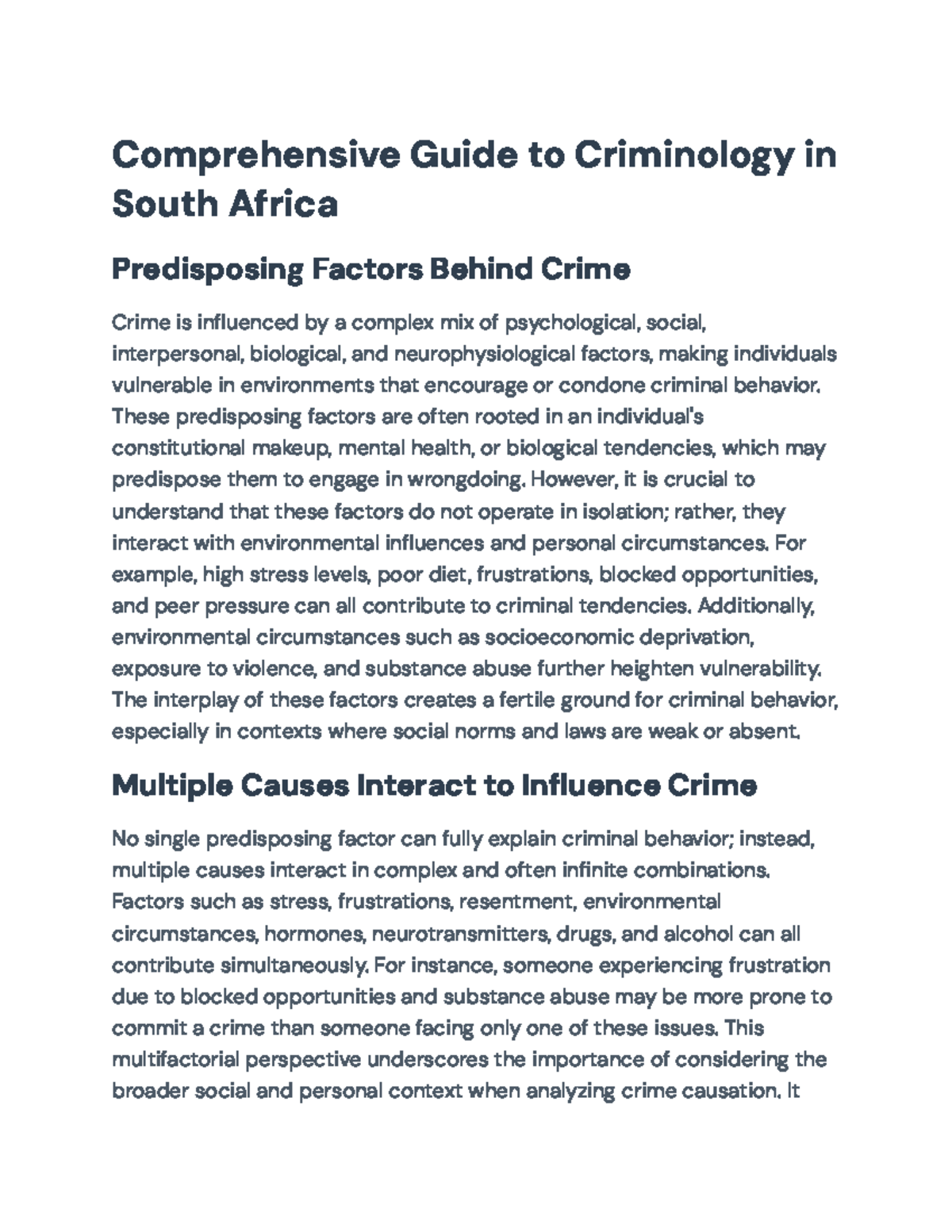 Comprehensive Overview of Criminology & Crime Prevention in SA (CRIM101 ...
