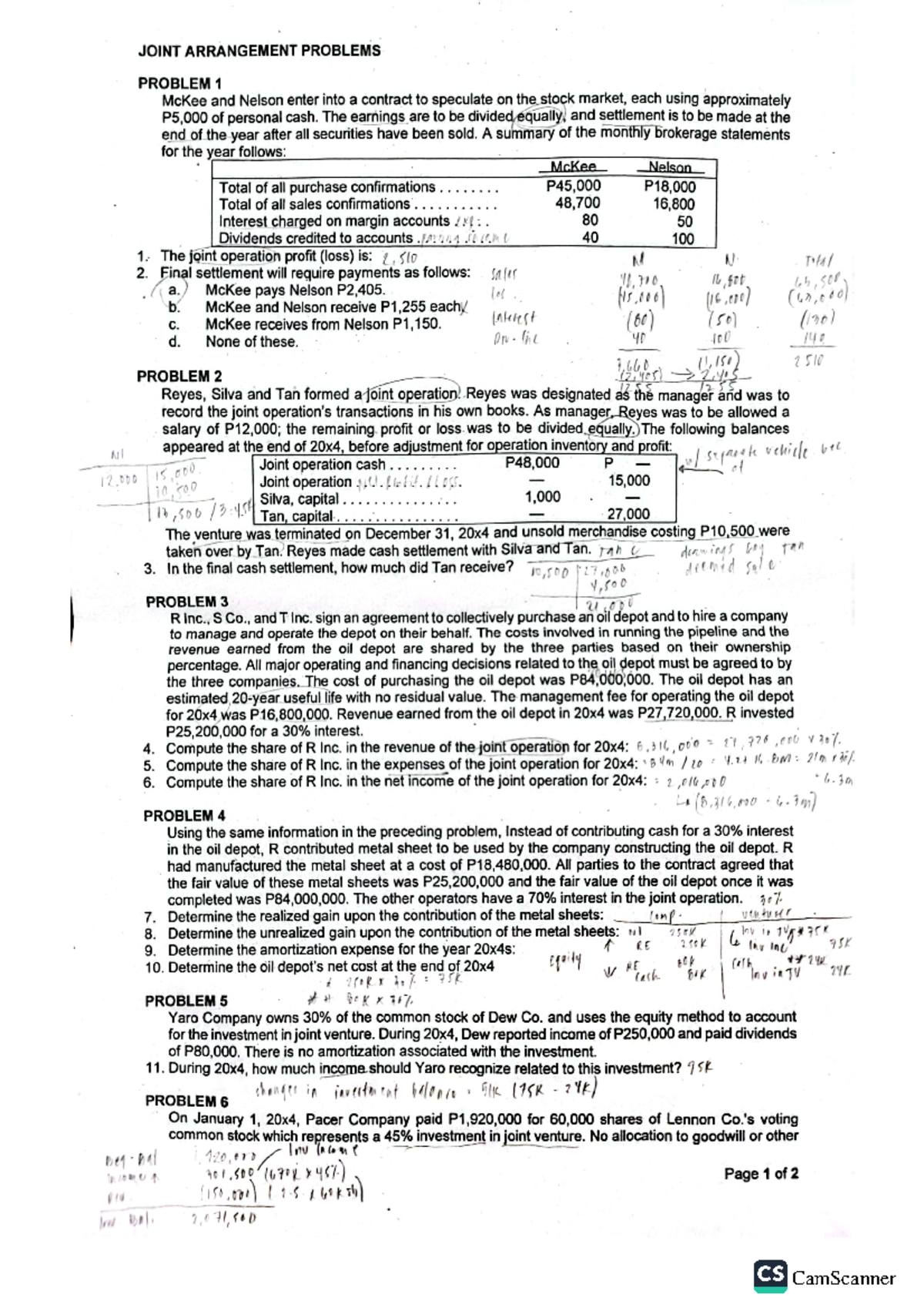 Joint Arrangement - Assignment JA Solutions and Analysis - Studocu