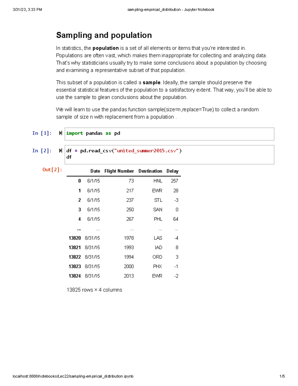 Sampling-empirical distribution - Jupyter Notebook - Sampling and ...