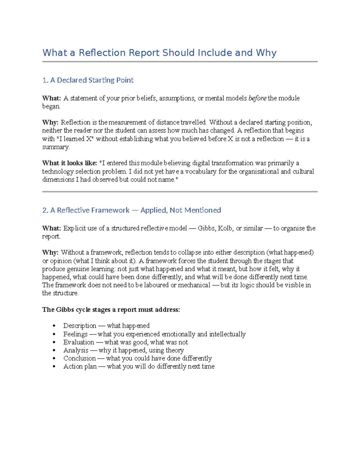 Reflection Report Guidelines: Key Components and Importance - Studocu