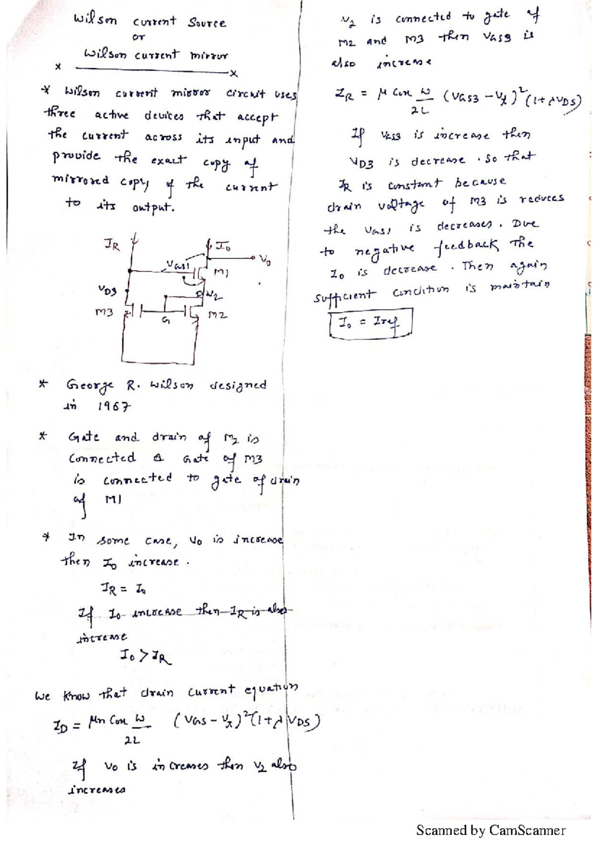 UNIT-3 Wilson Current Mirror Analysis and Design - Studocu