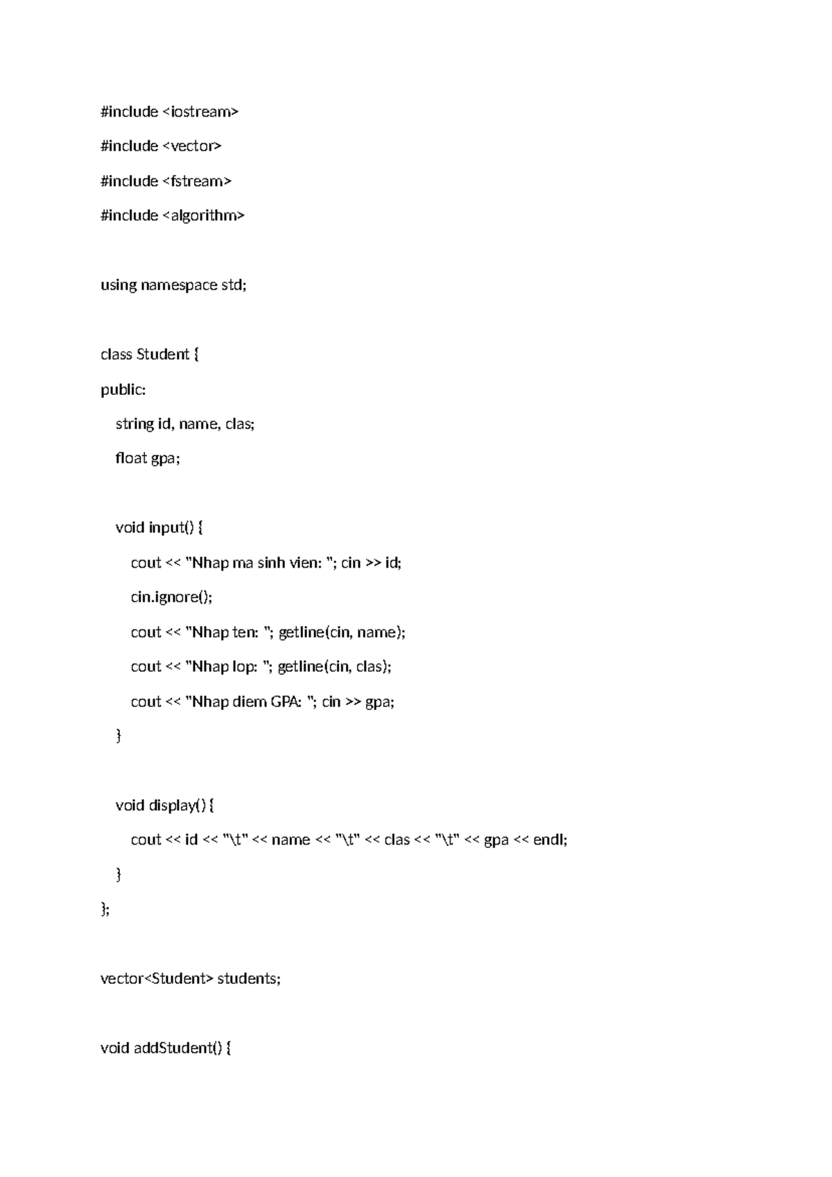 Do An Quan Ly Sinh Vien - CS101 Final Project Documentation - Studocu