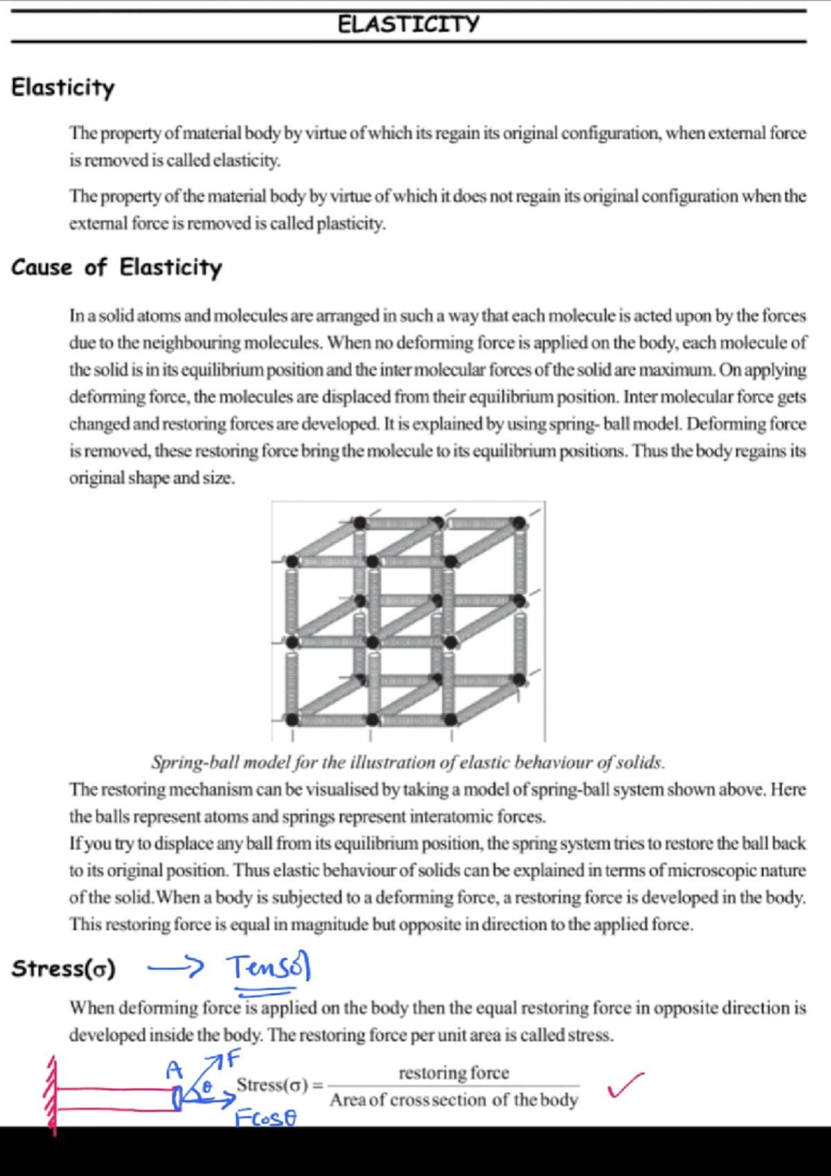 Elasticity Concepts and Applications - Notes for PHYS 101 - Studocu