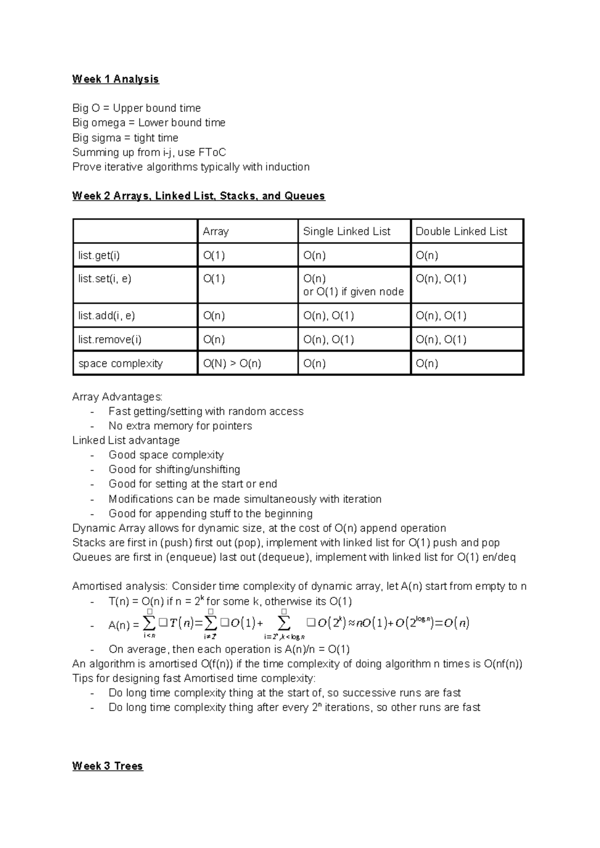 Comp2823 - Lecture Notes on Data Structures and Algorithms - Studocu