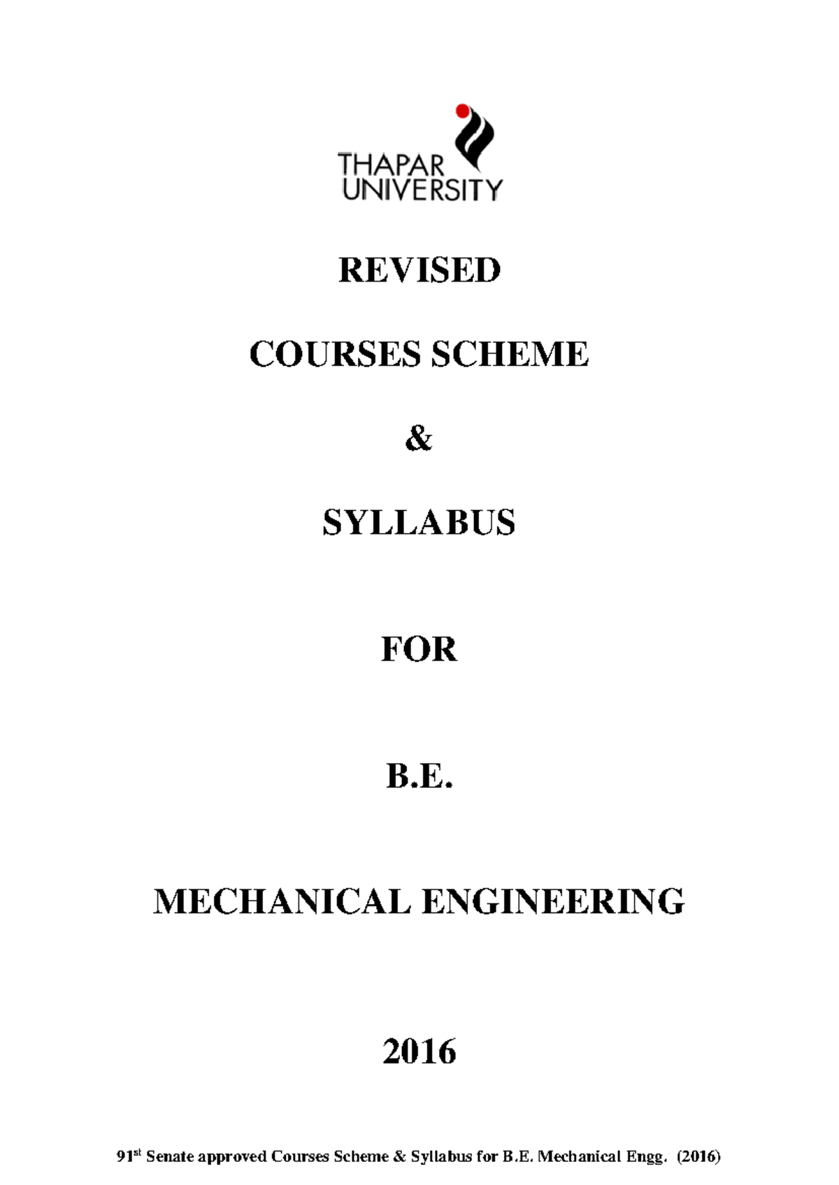 Mechanical Engineering 2016 - REVISED COURSES SCHEME & SYLLABUS FOR B ...