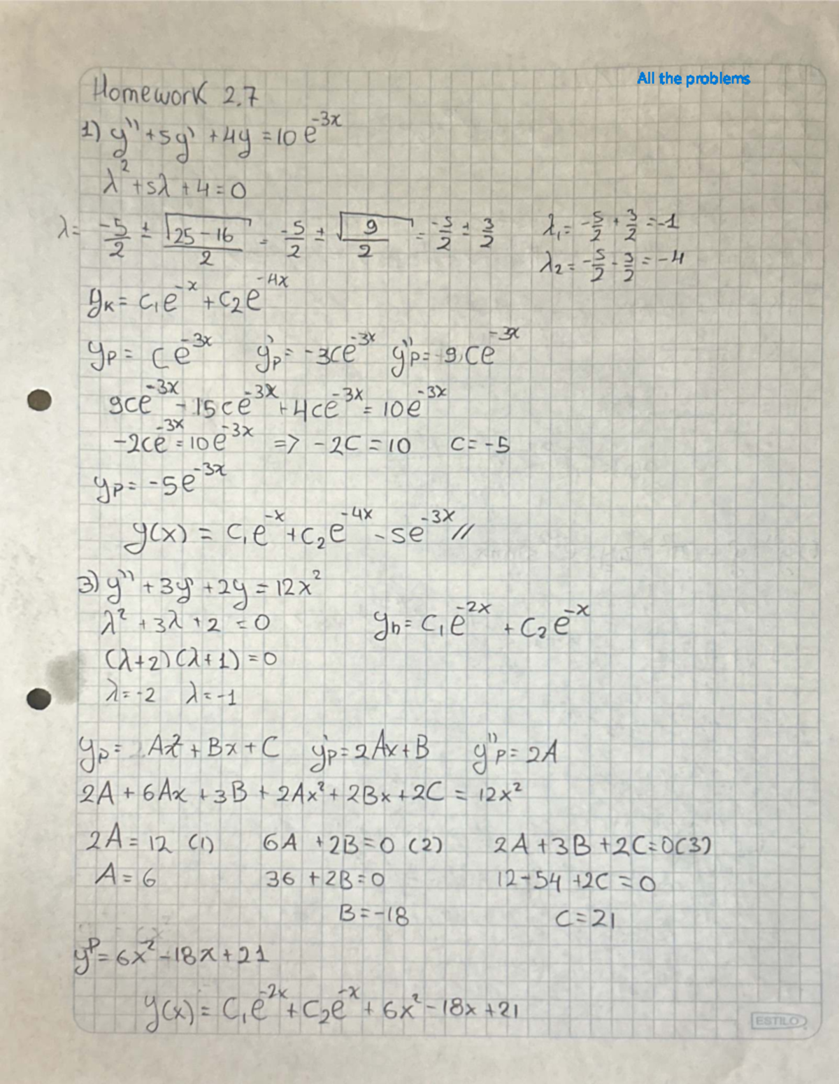 Homework 2.7 - Detailed Solutions to Problems - Studocu