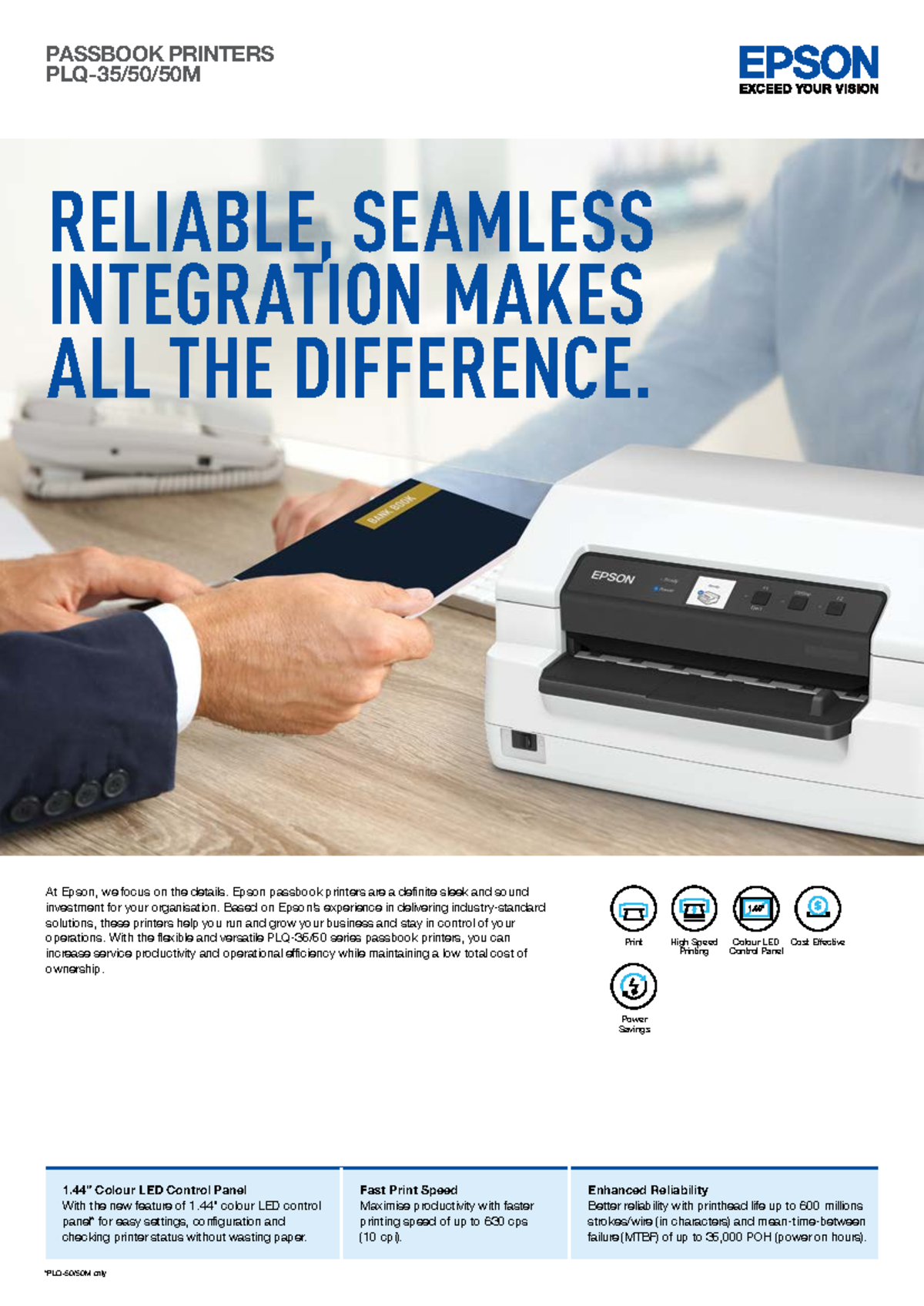 Epson PLQ-35/50/50M Manual: High-Speed Passbook Printer Features 