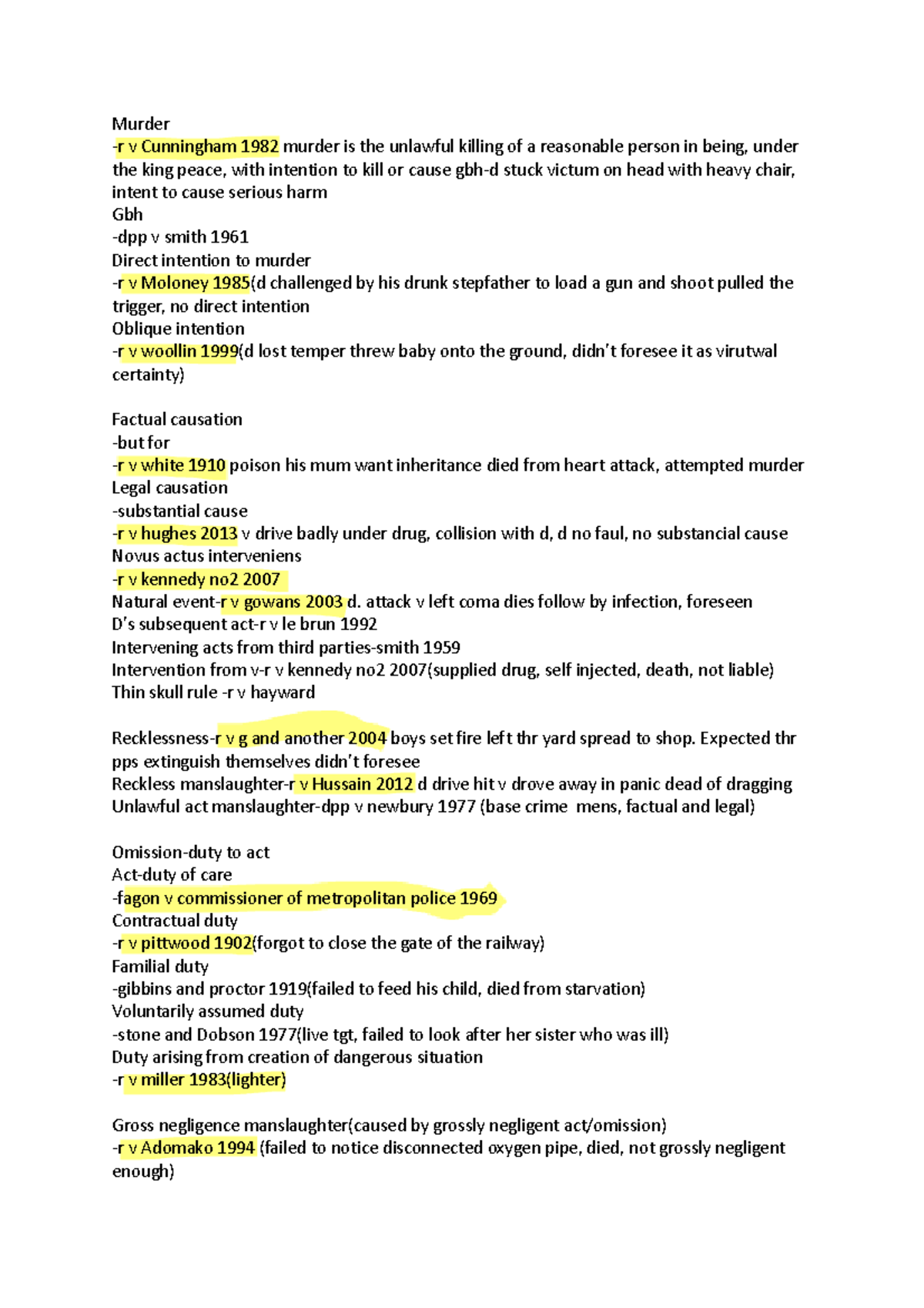 Crim 101: Key Concepts in Murder Law and Related Case Studies - Studocu