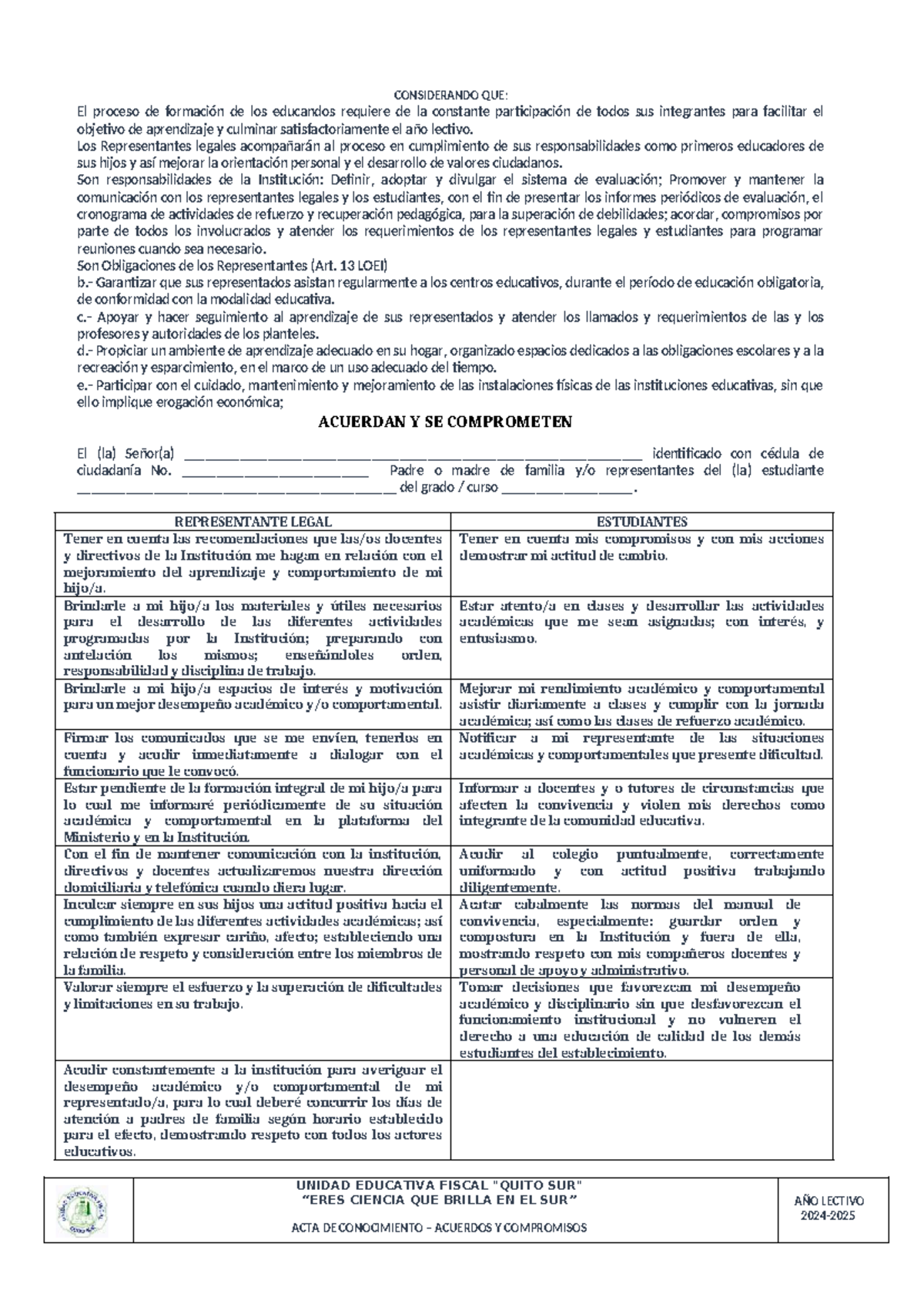 ACTA DE Acuerdos Y Compromisos Académicos DE Padres DE Familia Y ...