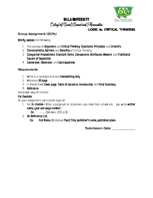 Logic chapter 5 - the best note - Chapter III Informal Fallacies 3 ...