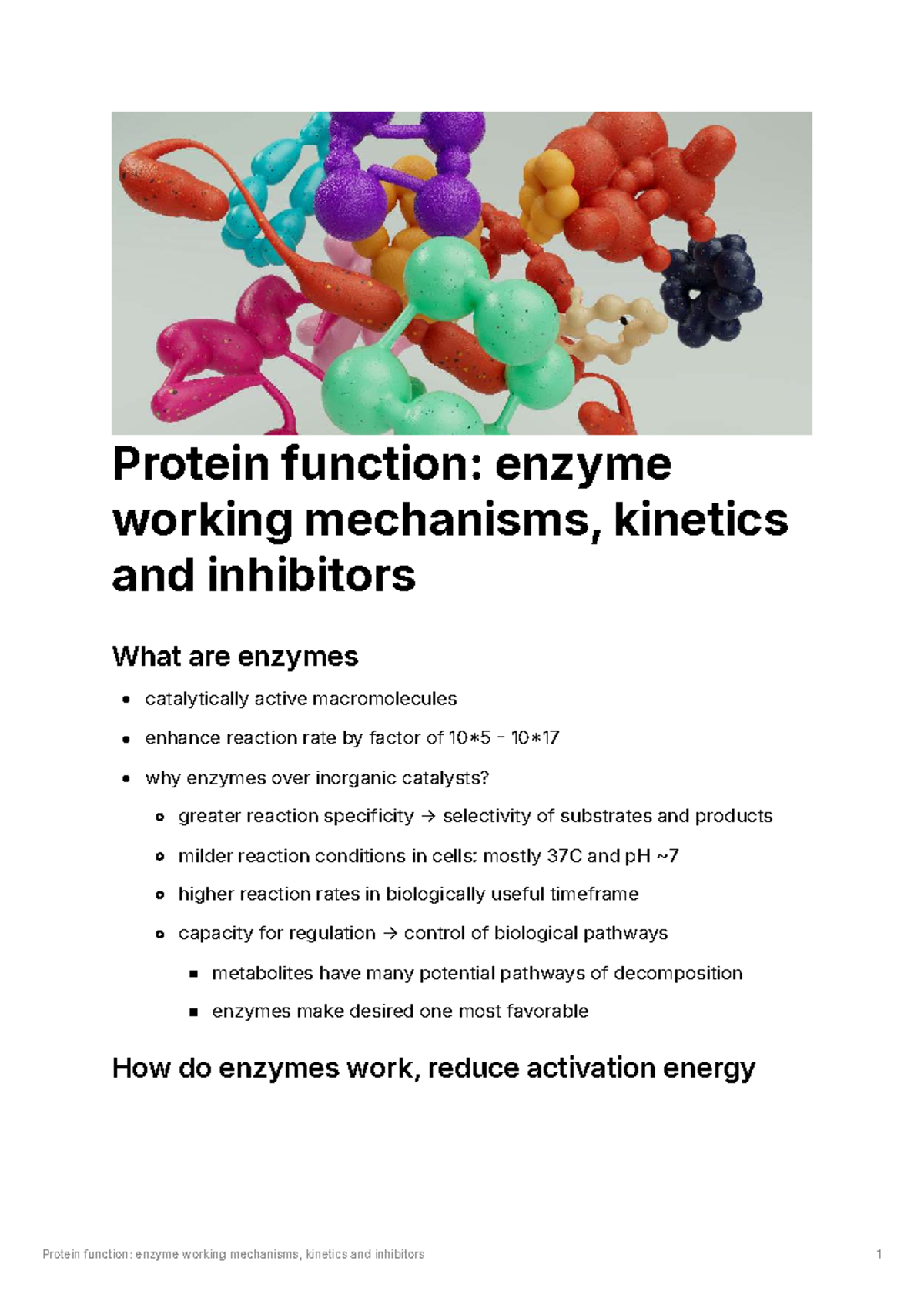 Protein Function: Enzyme Mechanisms, Kinetics & Inhibitors (BIO101 ...