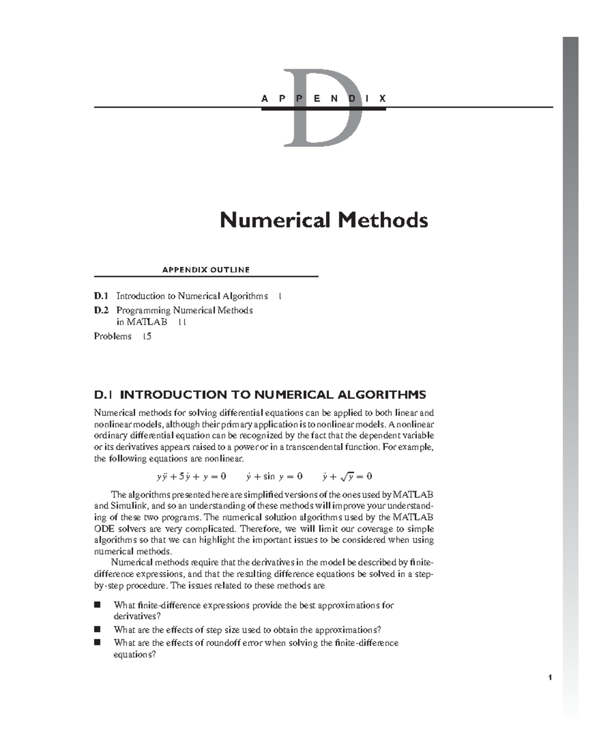 Appendix E - D A P P E N D I X Numerical Methods APPENDIX OUTLINE D ...