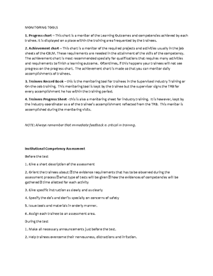 Sample Rating Sheets 2 in Conducting Competency Assessment - TESDA-OP ...
