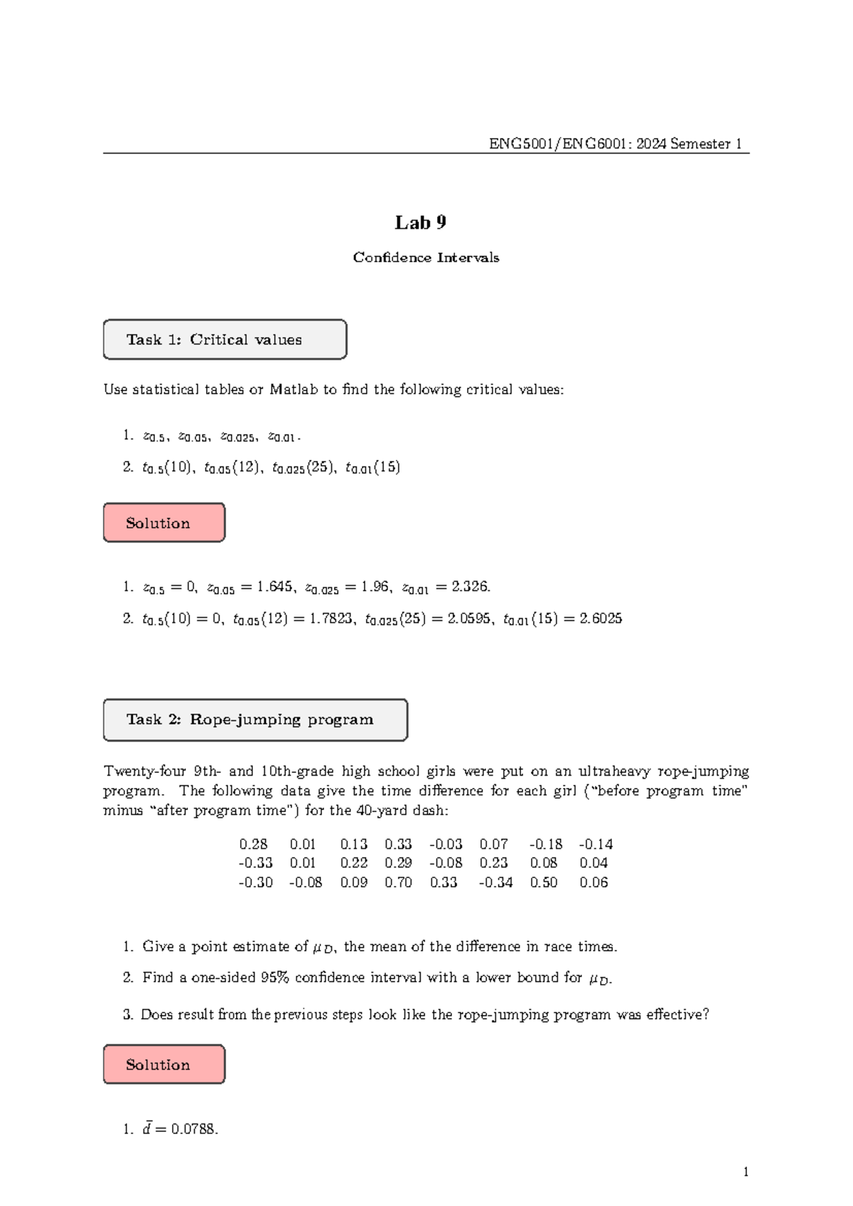 ENG5001 Lab 09 (Week 12) Solutions - Confidence Intervals Task 1 ...