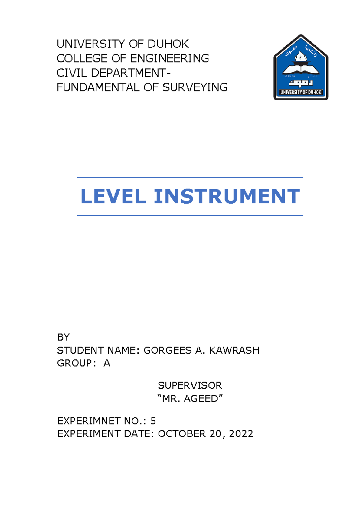 Surveying Lecture: Level Instruments for Civil Engineering (CE 101 ...