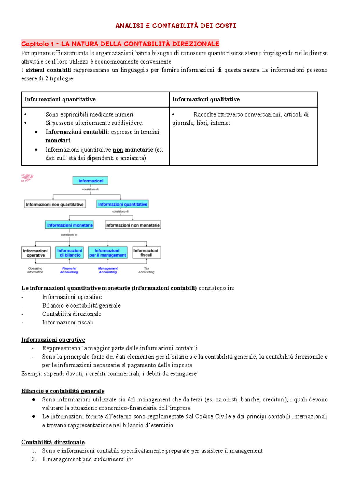Analisi e Contabilità dei Costi: Capitolo 1 e 2 - Fondamenti e ...