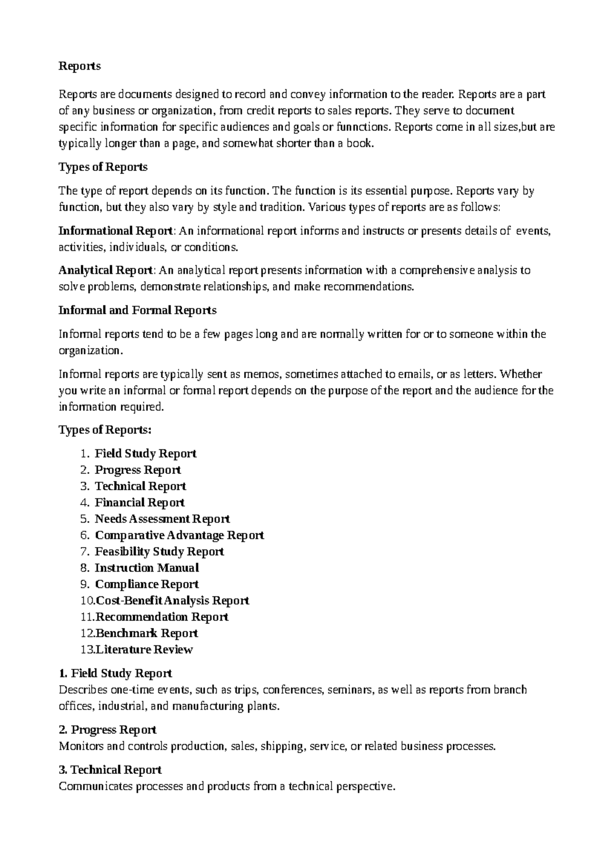 Understanding Different Types of Reports: An Overview and Guide - Studocu