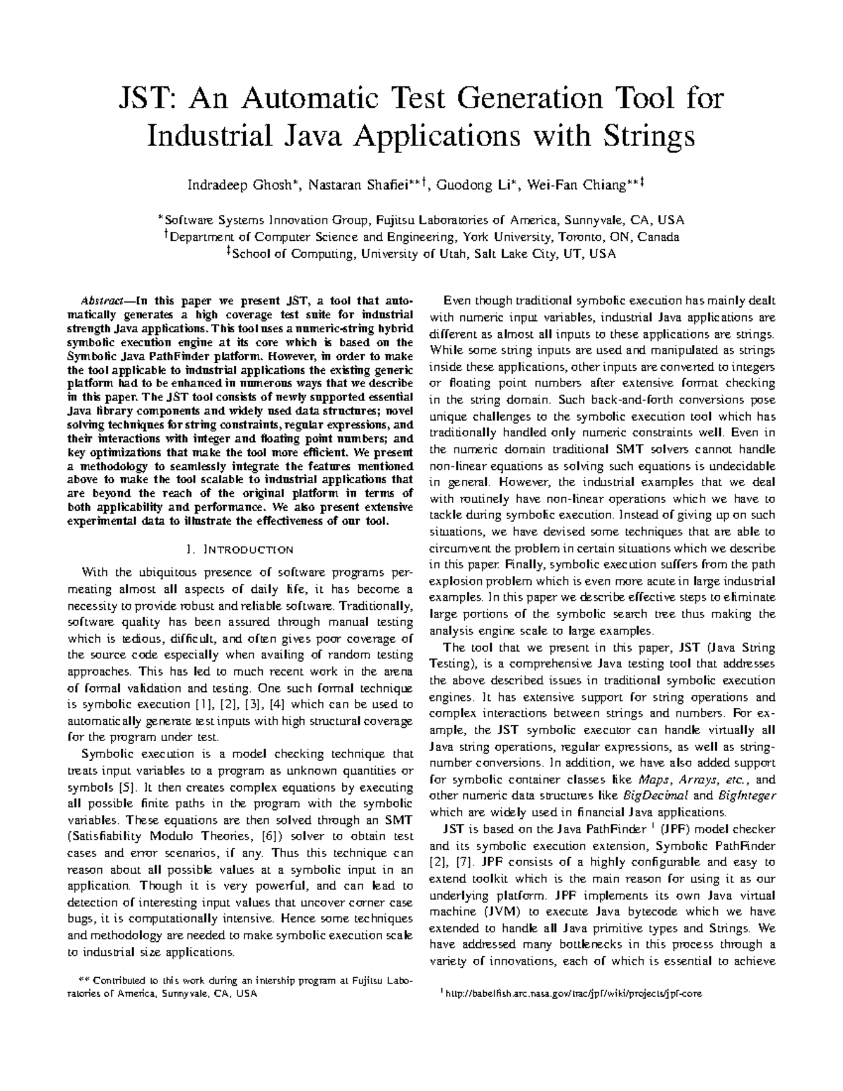 JST Tool: Automatic Test Generation for Industrial Java Apps - Studocu