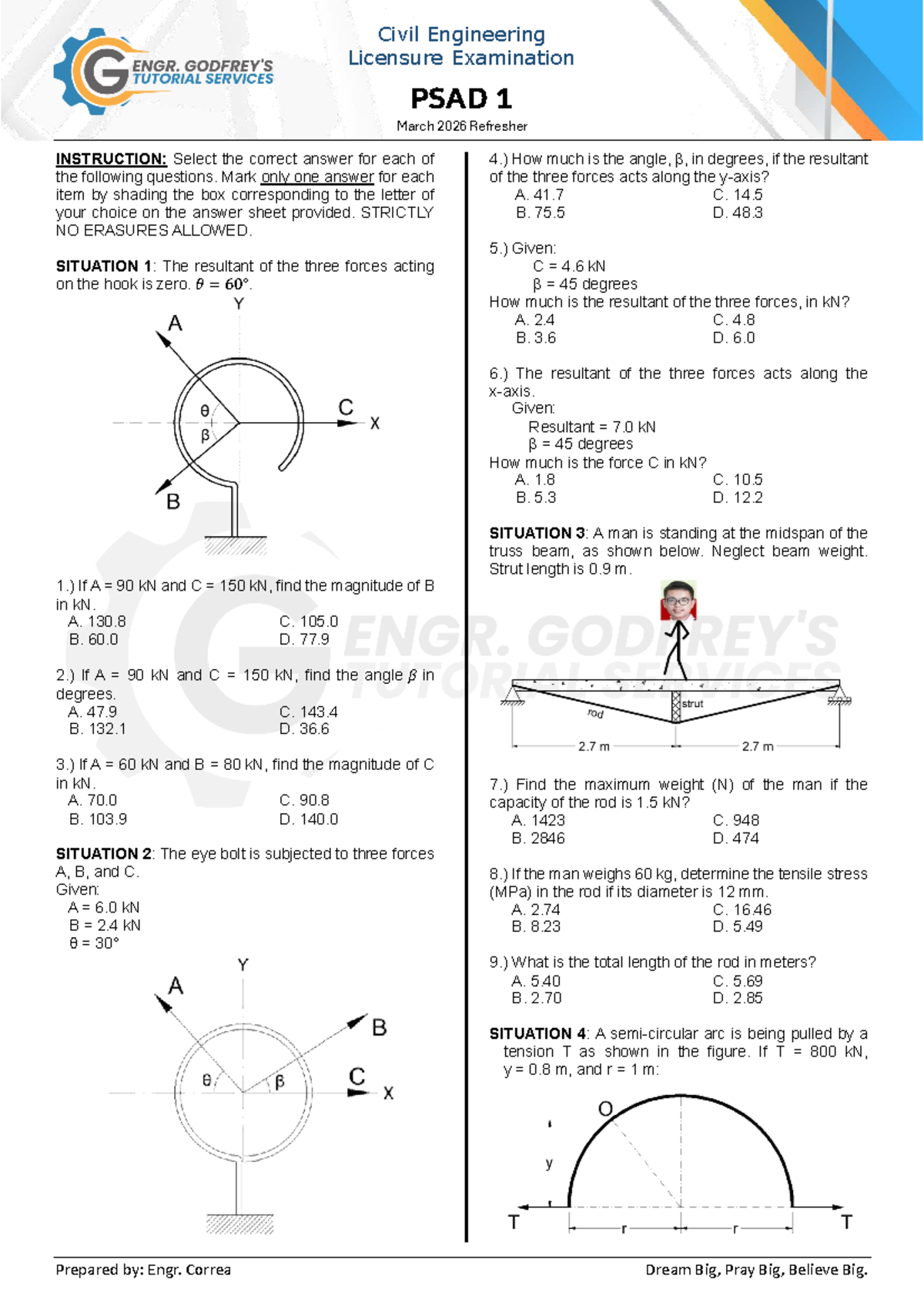 Civil Engineering Licensure Exam PSAD 1 March 2026 Refresher Guide ...