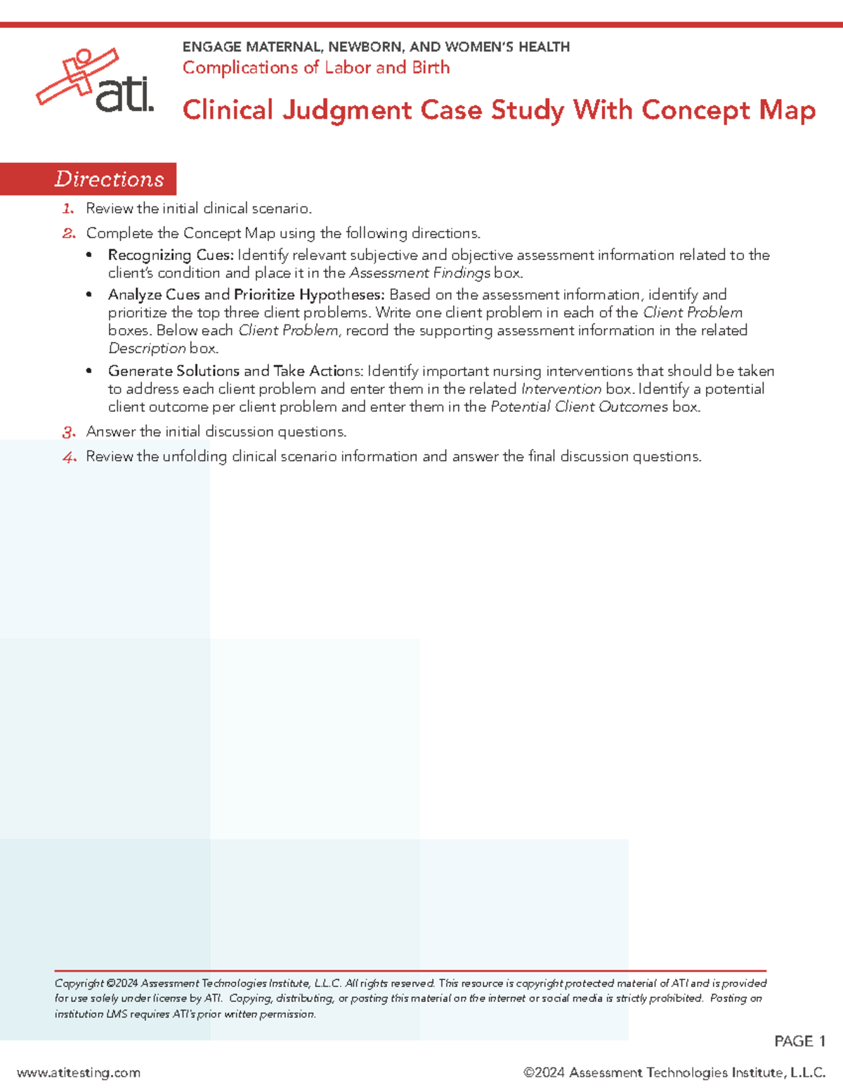 N306 Week 6 VBAC - Clinical Judgment Case Study with Concept Map - Studocu