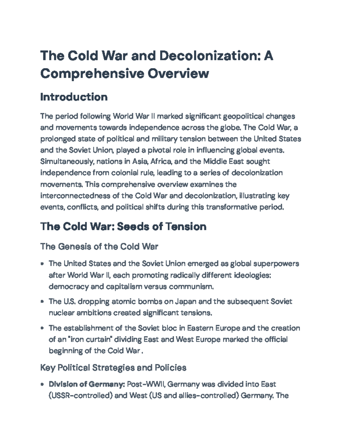 The Cold War and Decolonization: A Comprehensive Overview - The Cold ...