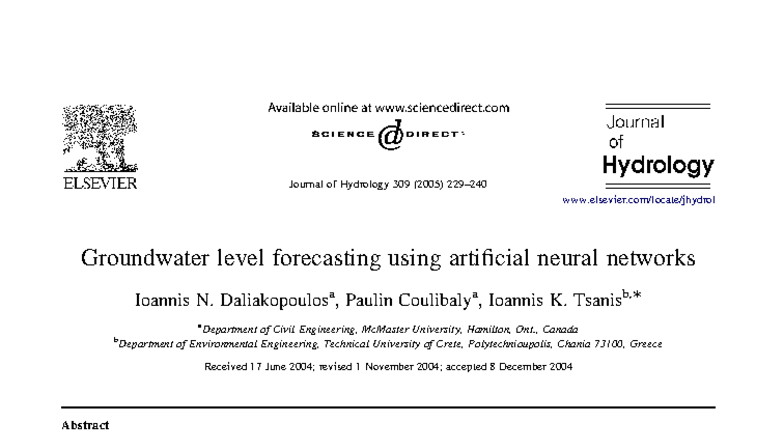 Groundwater level forecasting using artificial neural networks ...